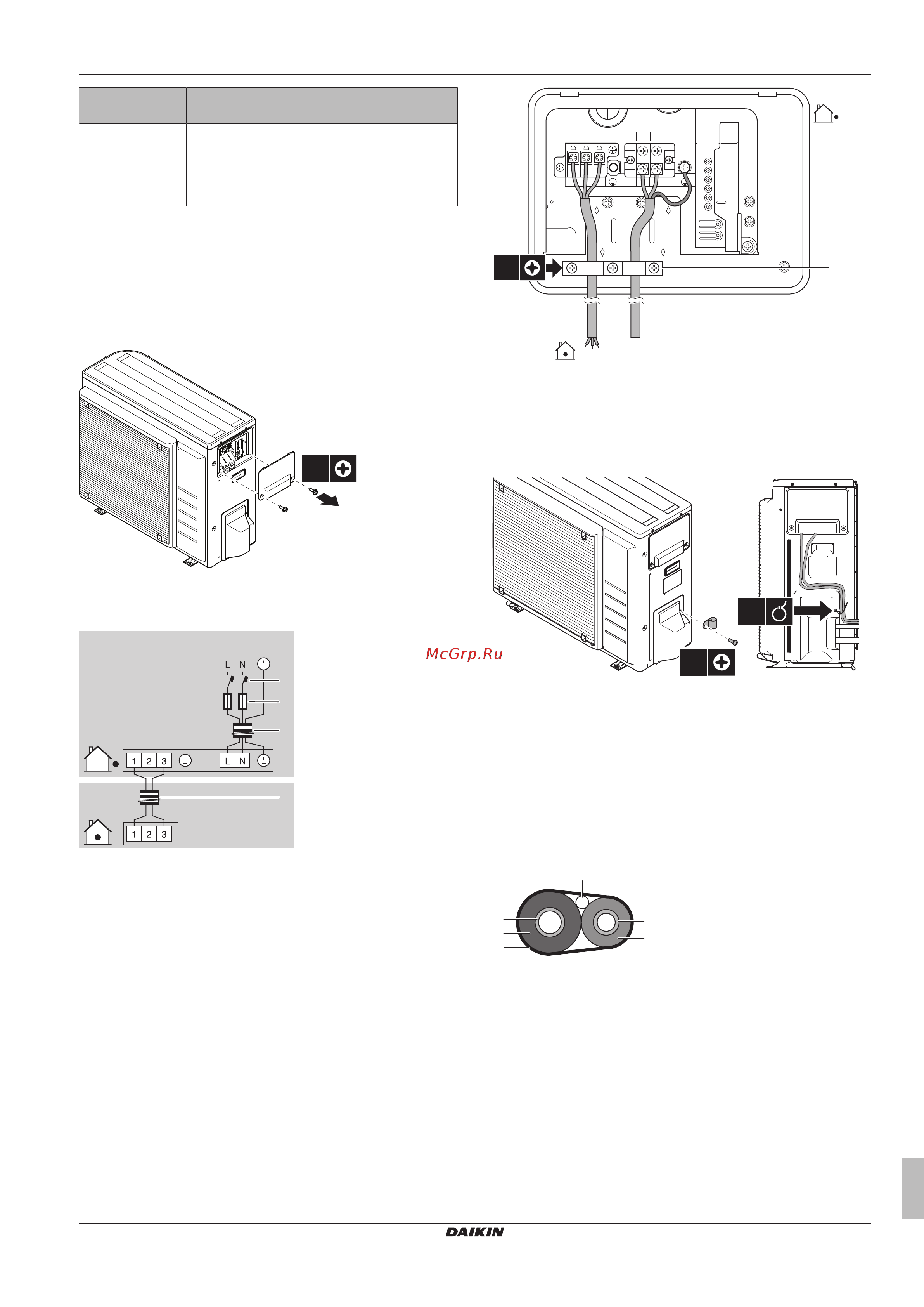 Daikin ERGA04DAV3 [11/16] Подключение электропроводки к наружному блоку