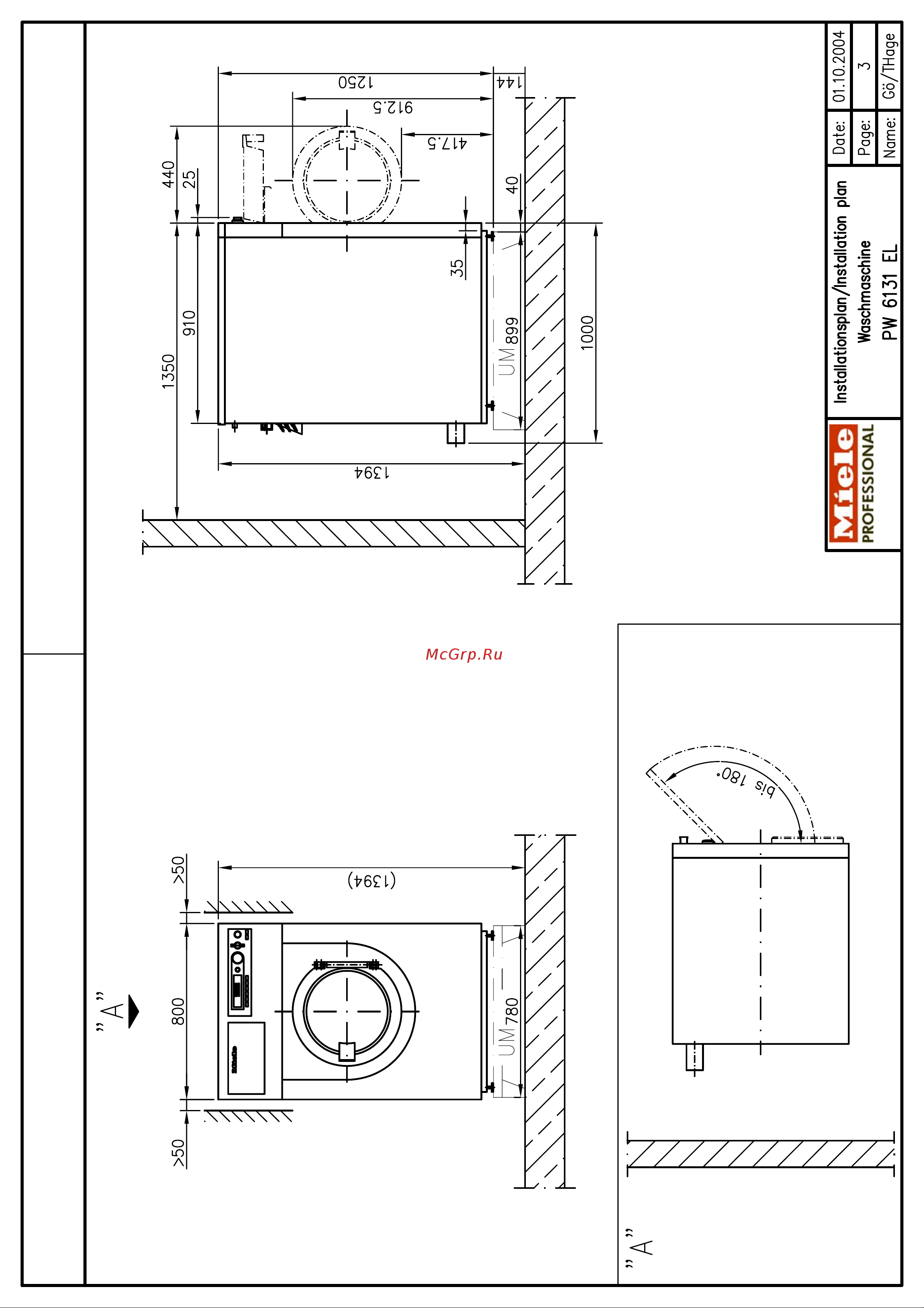 Miele PW 6131 EL Инструкция по установке онлайн [3/9] 16985