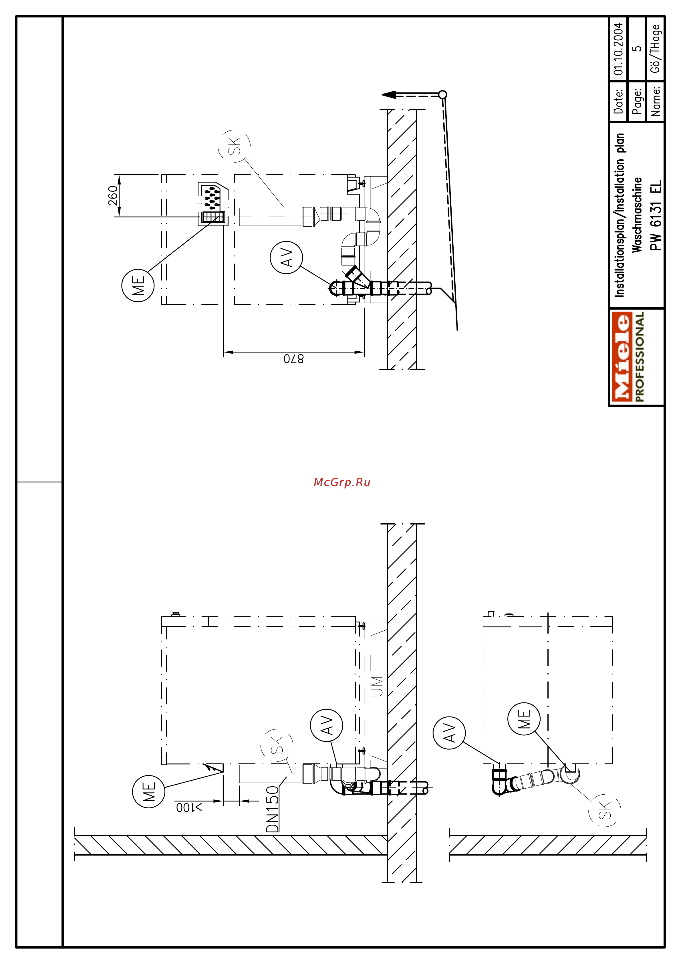 Miele PW 6131 EL FT Инструкция по установке онлайн [5/9] 16964