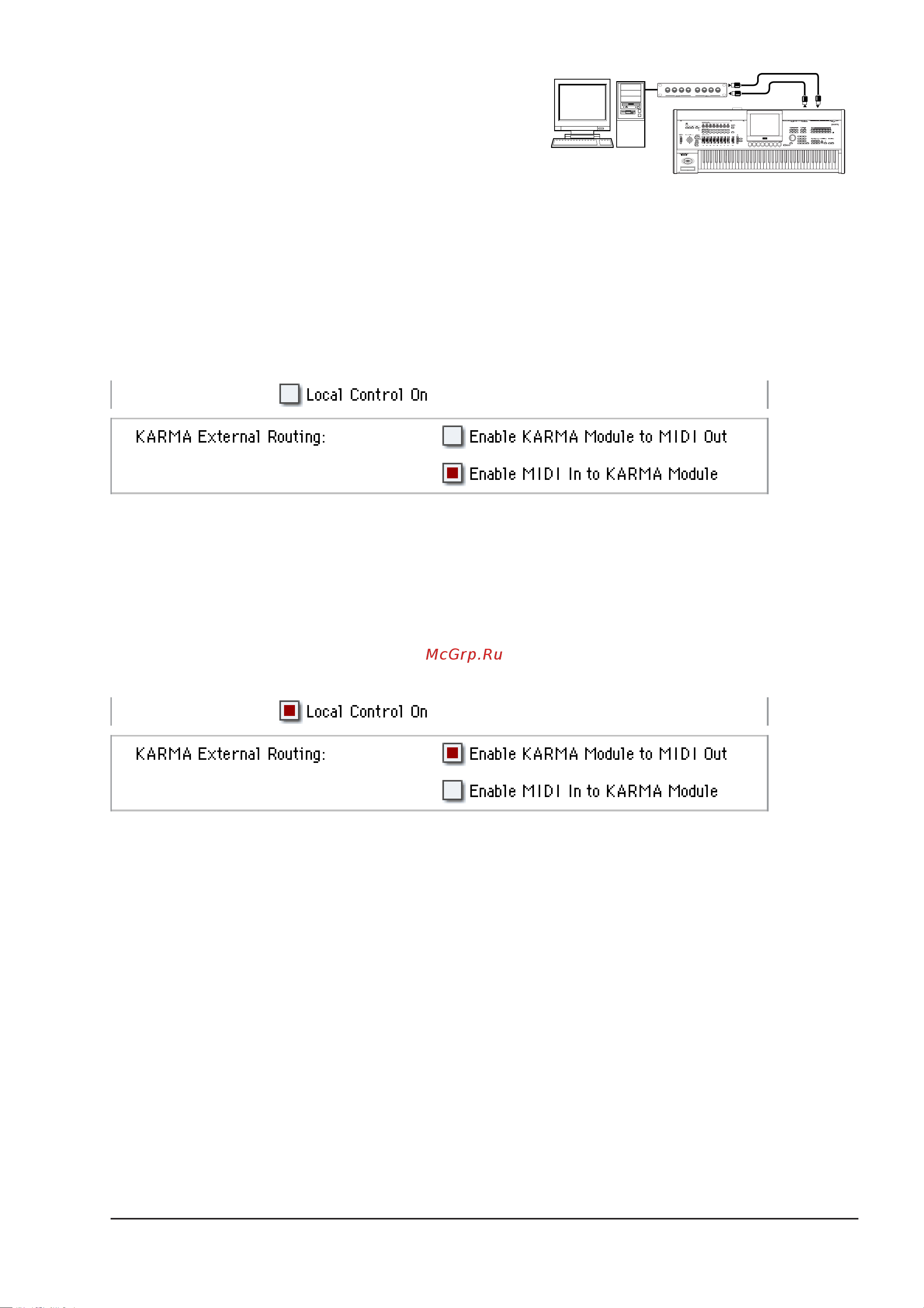 Korg OASYS [1195/1387] Типы сообщений принимаемых и передаваемых oasys
