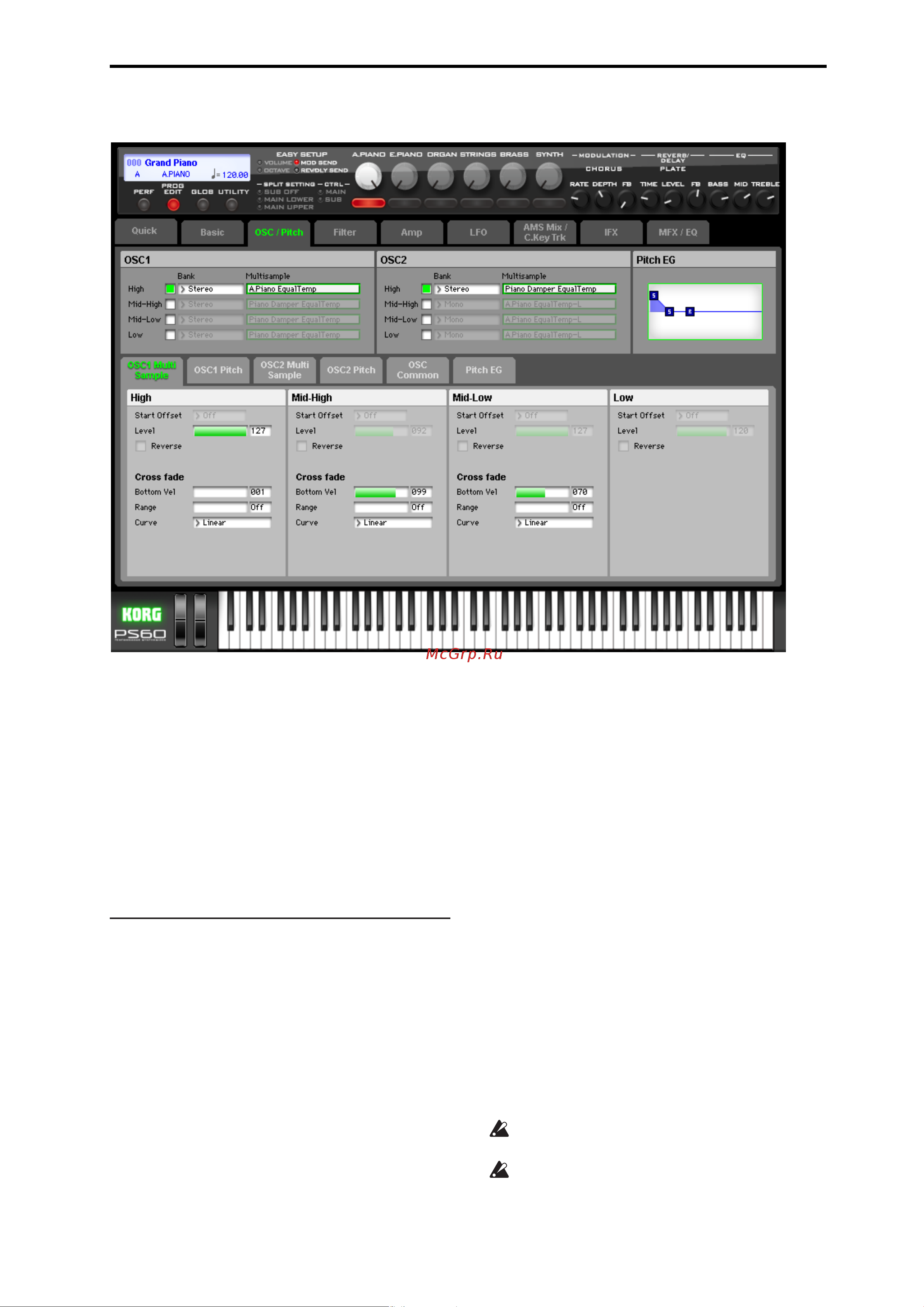 Korg PS60 [29/148] Osc pitch
