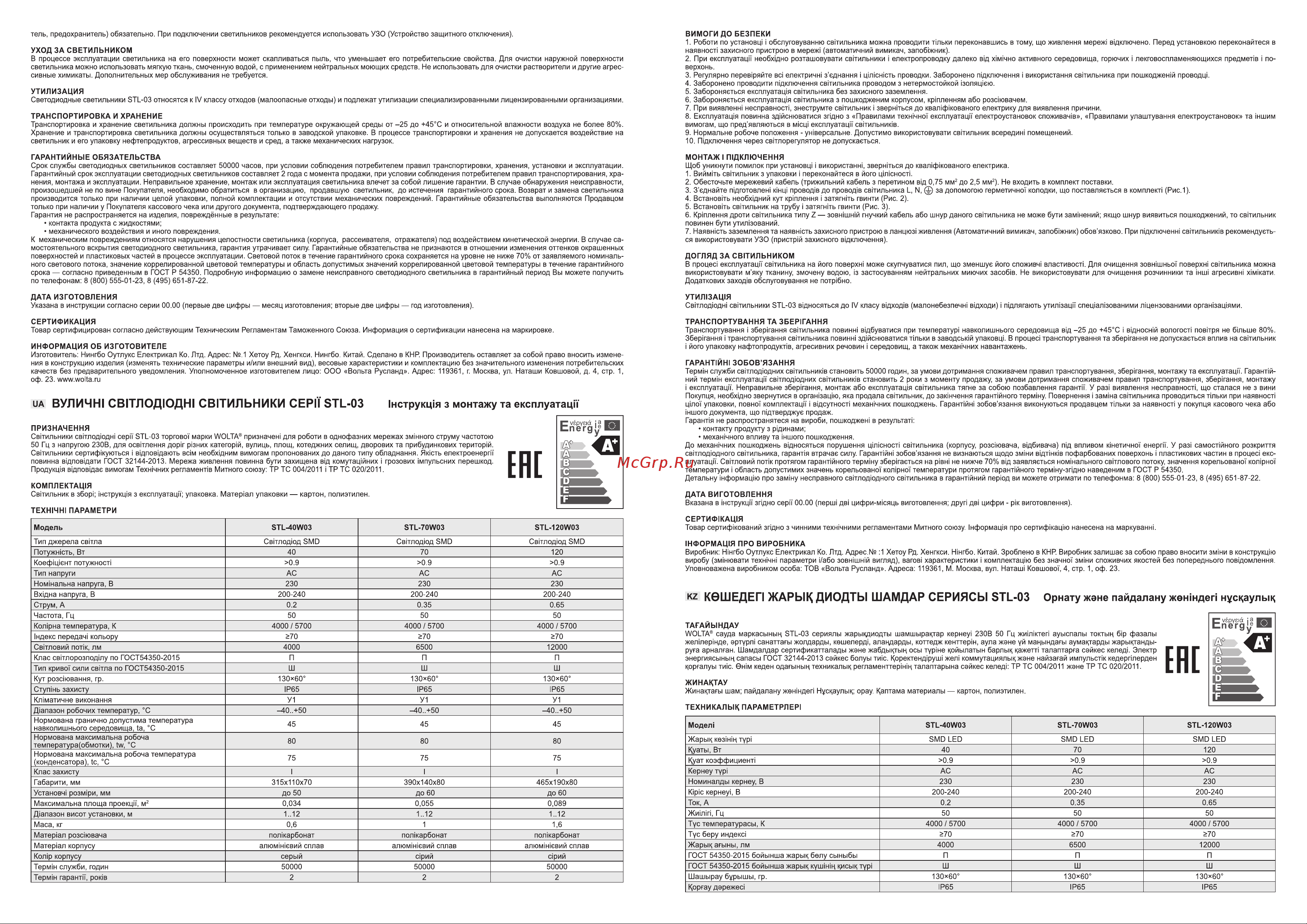 Wolta LED 120Вт 12000лм 4000К IP65 STL_120W03 [2/2] Ш ш ш