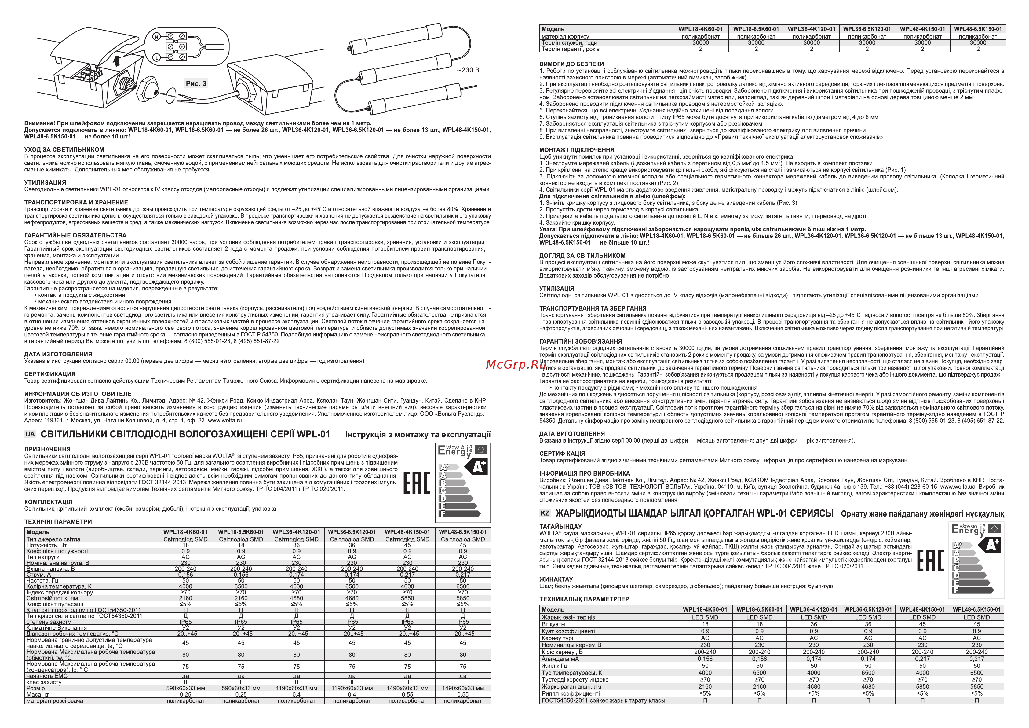 Wolta WPL48-4K150-01 [2/2] Комплектац1я