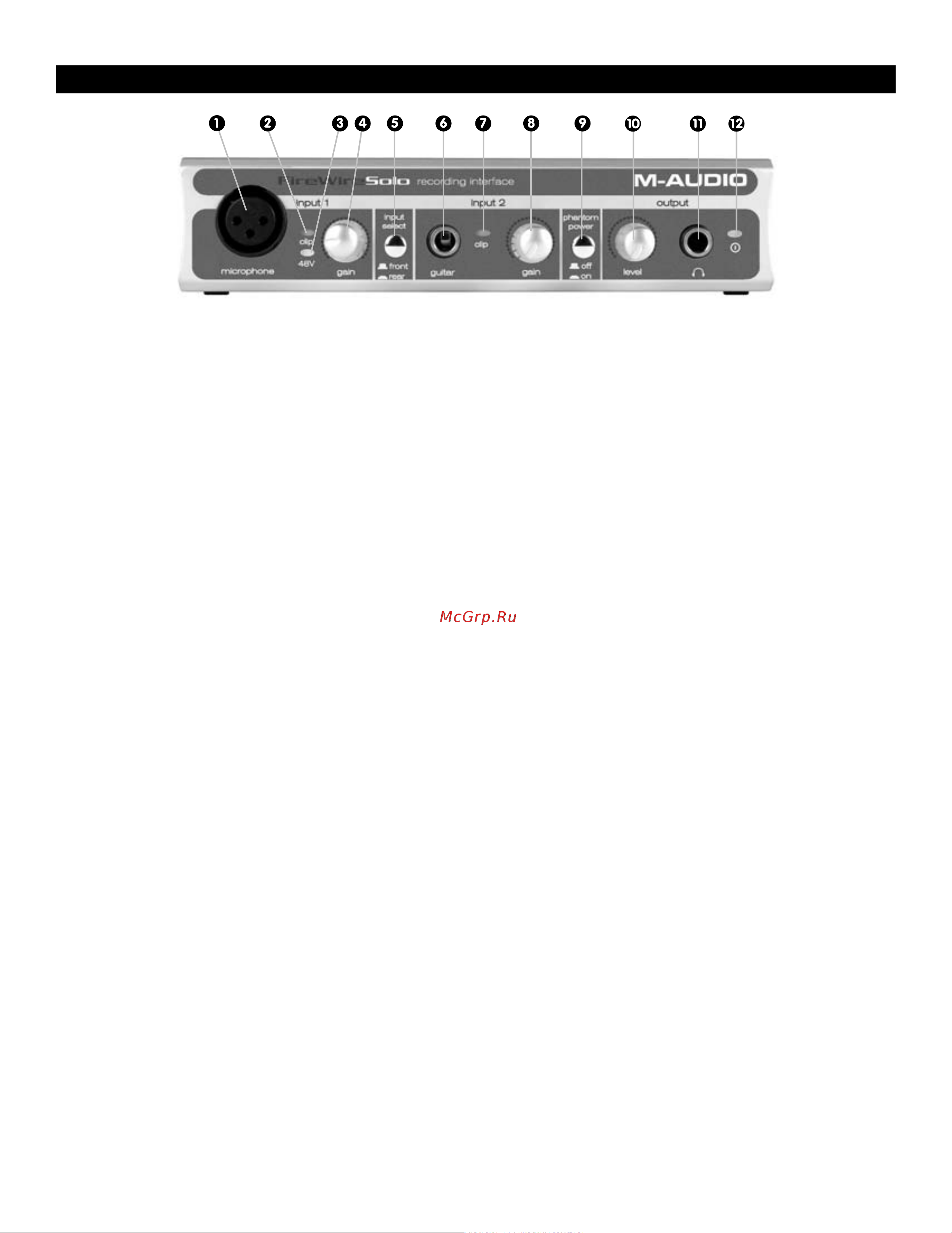 M-Audio FireWire Solo [4/20] Front panel controls and connectors