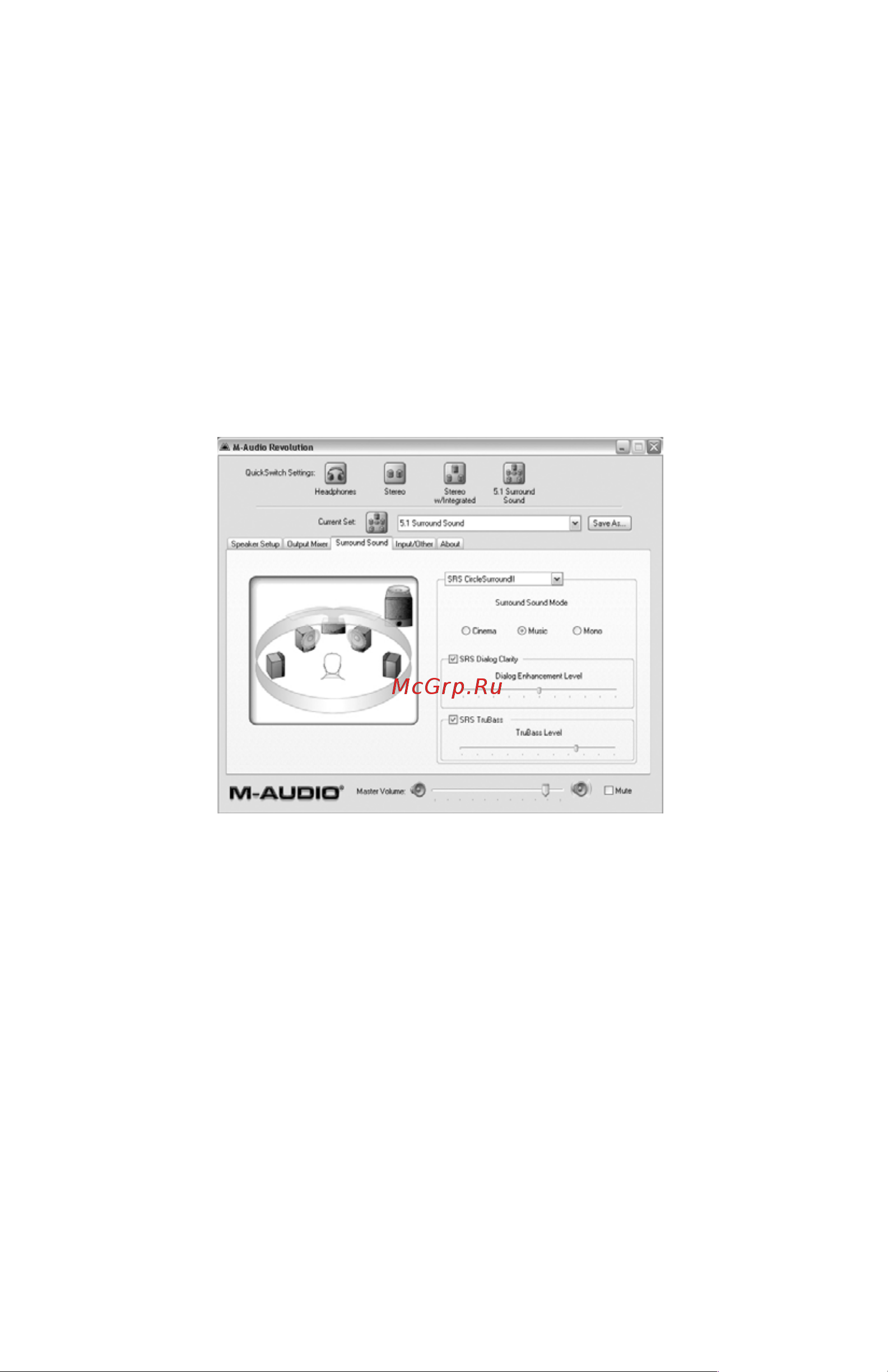 M-Audio Revolution 5.1 [25/36] Surround sound tab