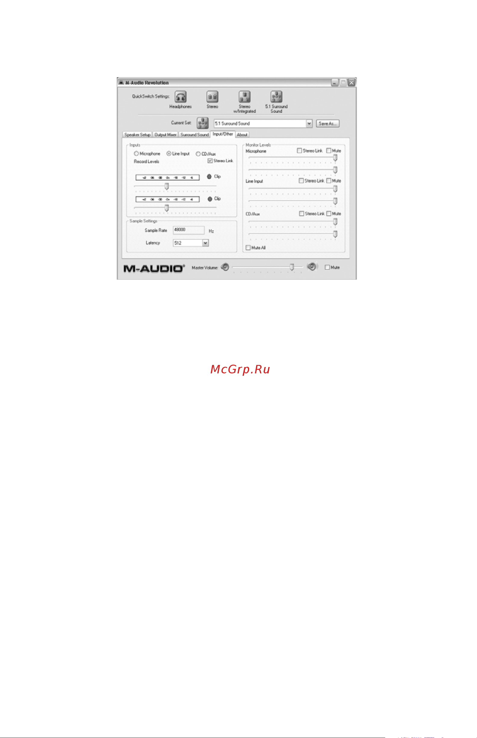 M-Audio Revolution 5.1 [27/36] Input other tab