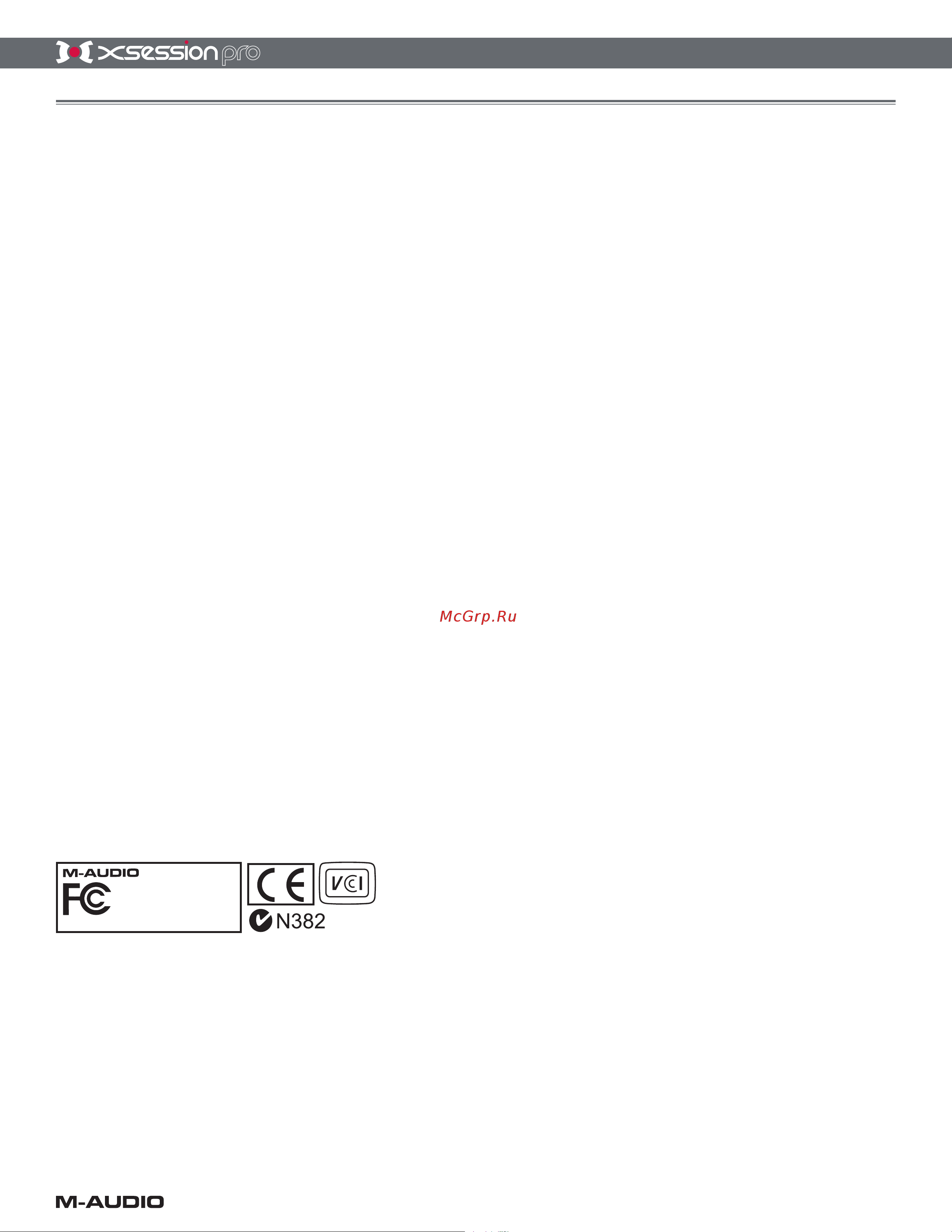 M-Audio X-Session Pro [11/12] X session pro user guide