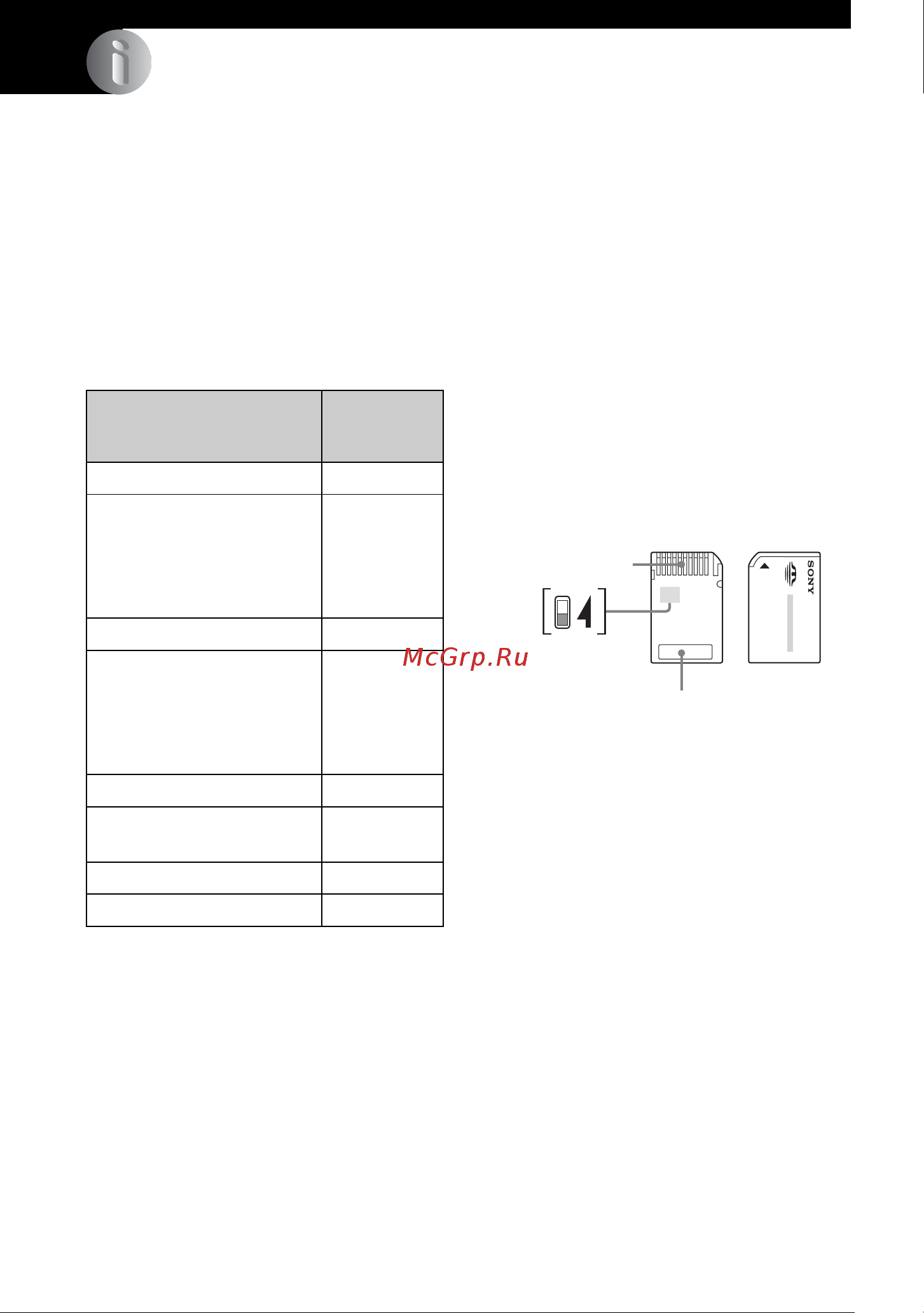 Sony Cyber-Shot DSC-T7 [98/211] О карте памяти memory stick