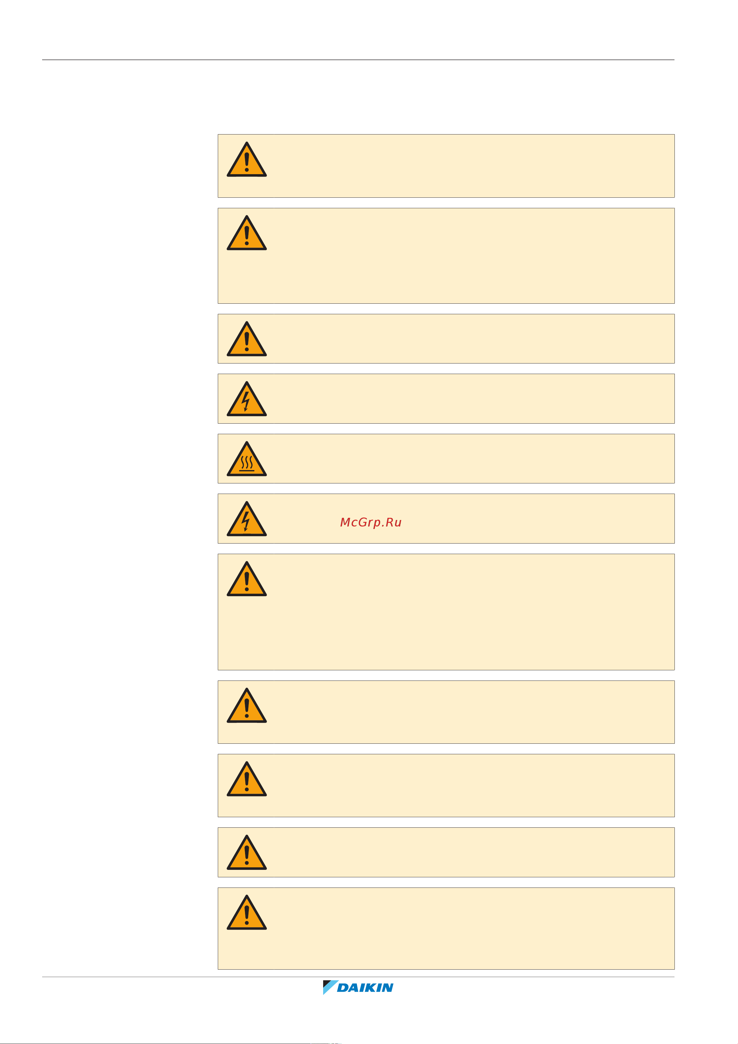 Daikin RXYTQ10U7YF [14/152] Always observe the following safety instructions and regulations