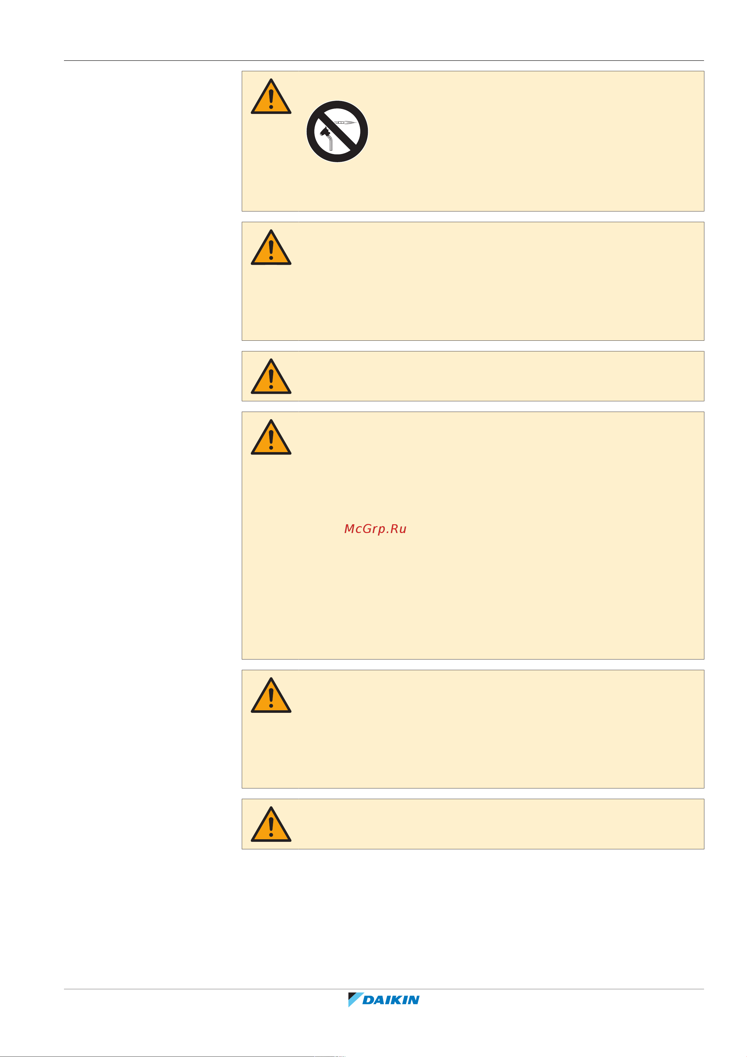 Daikin RXYTQ10U7YF [15/152] Specific installer safety instructions