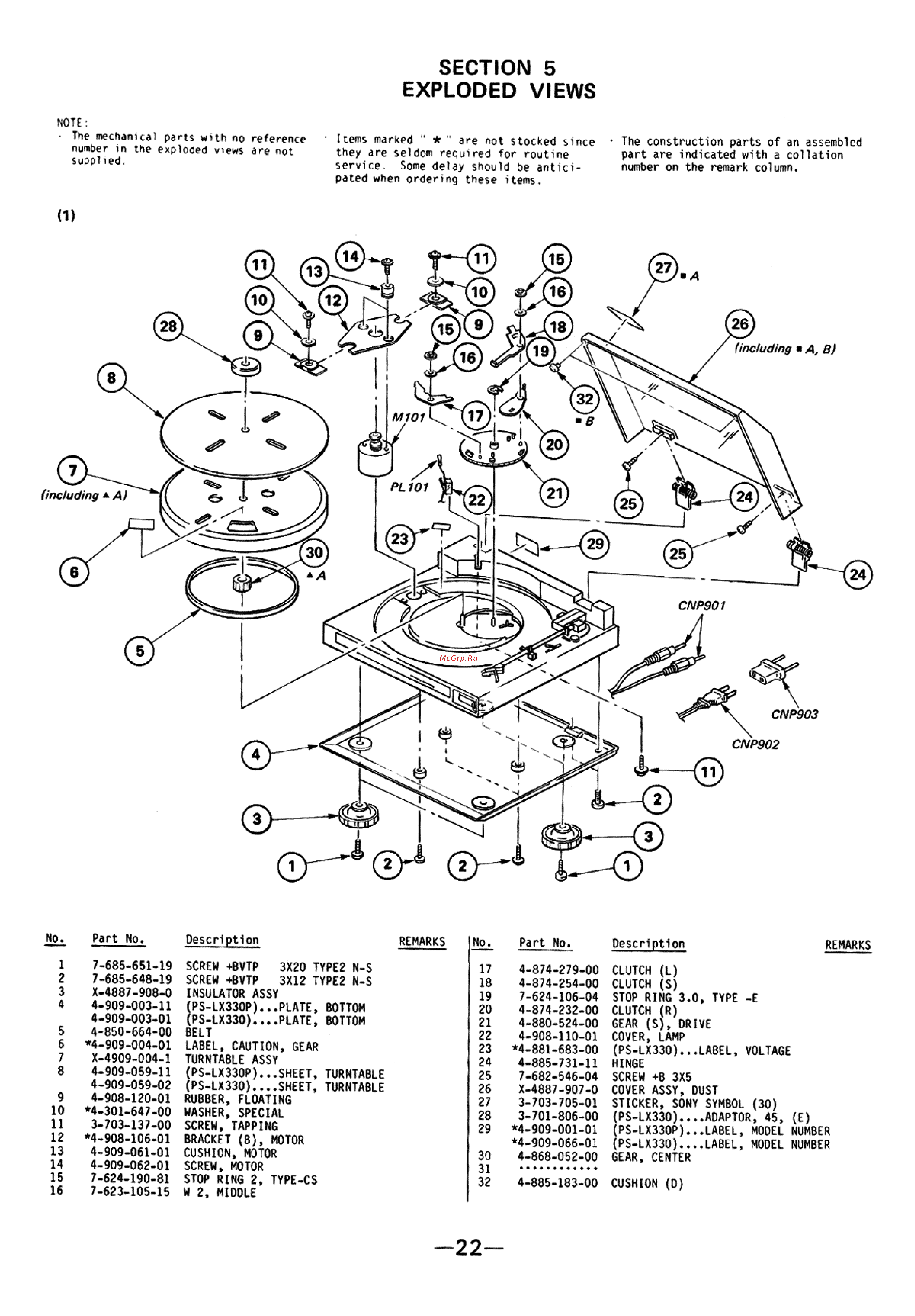 Sony PS-LX330 [21/27] Section 5 exploded views