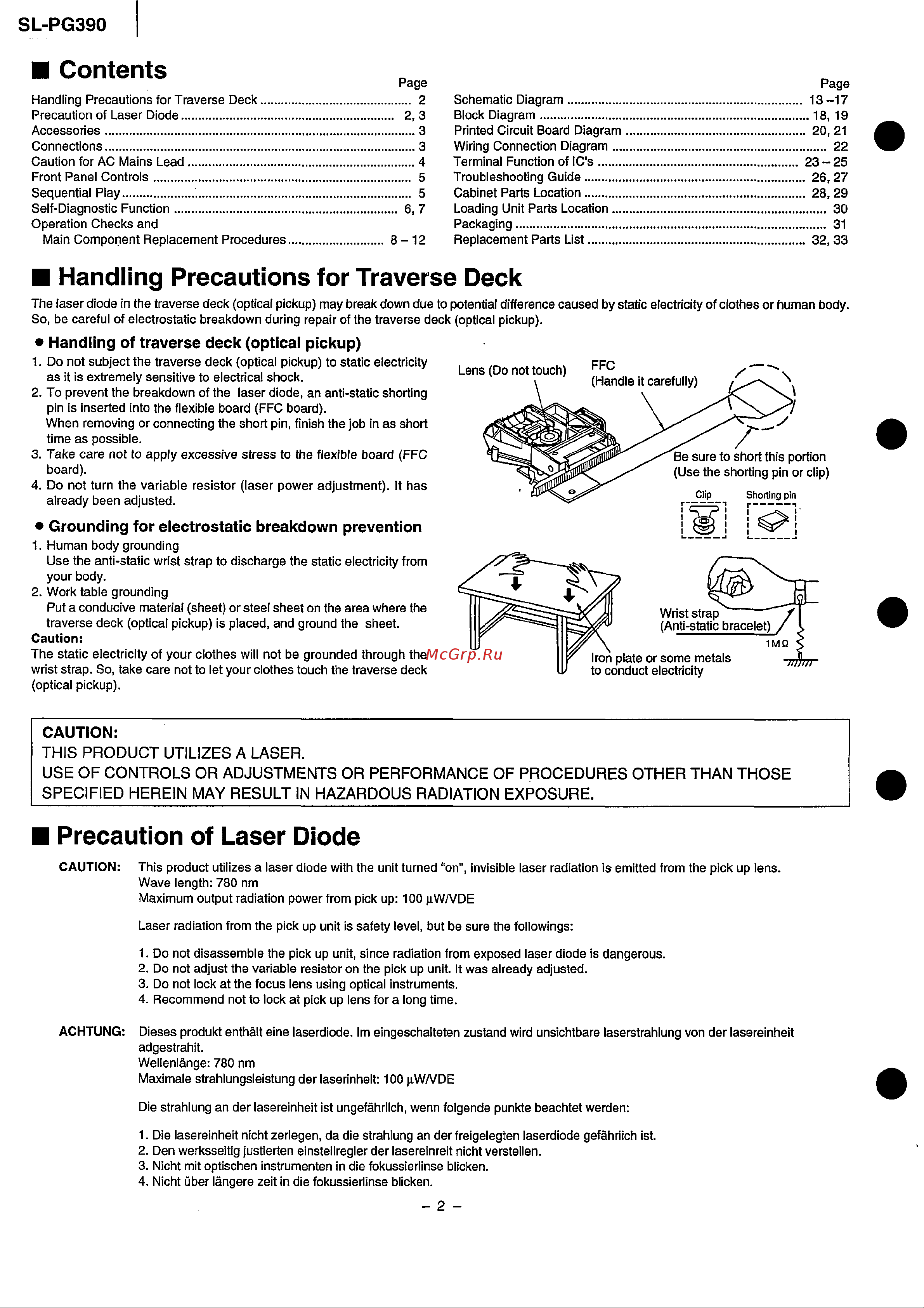 Technics SL-PG390 [2/36] Contents