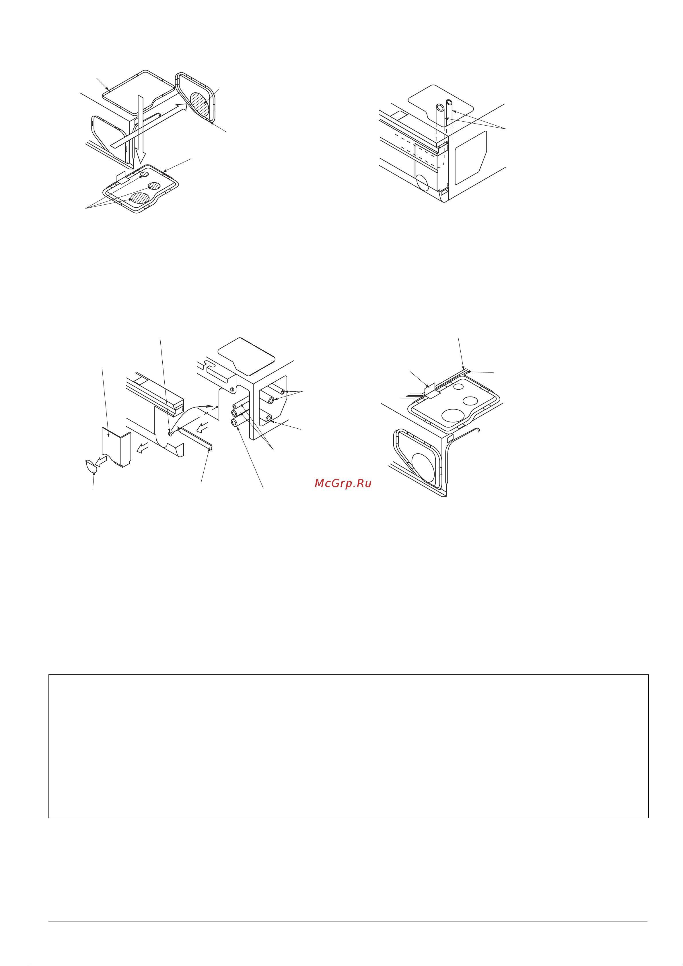 Daikin FHQG100CVEB [16/40] Когда прокладка трубопроводов будет завершена с помощью ножниц выполните в снятой проходной крышке прорези по форме труб и установите крышку на место как и перед снятием верхней проходной крышки закрепите провода электродвигателя заслонки и термистора пропустив их через секцию фиксации верхней проходной крышки см рис 13 17 при выполнении этой операции следует устранить промежутки между проходной крышкой и трубами с помощью шпатлевки во избежание проникновения пыли во внутренний агрегат при этом если трубы и электропроводку планируется пропустить через одно отверстие перед устранением промежутков необходимо выполнить действия описанные в главе 8 монтаж электропроводки