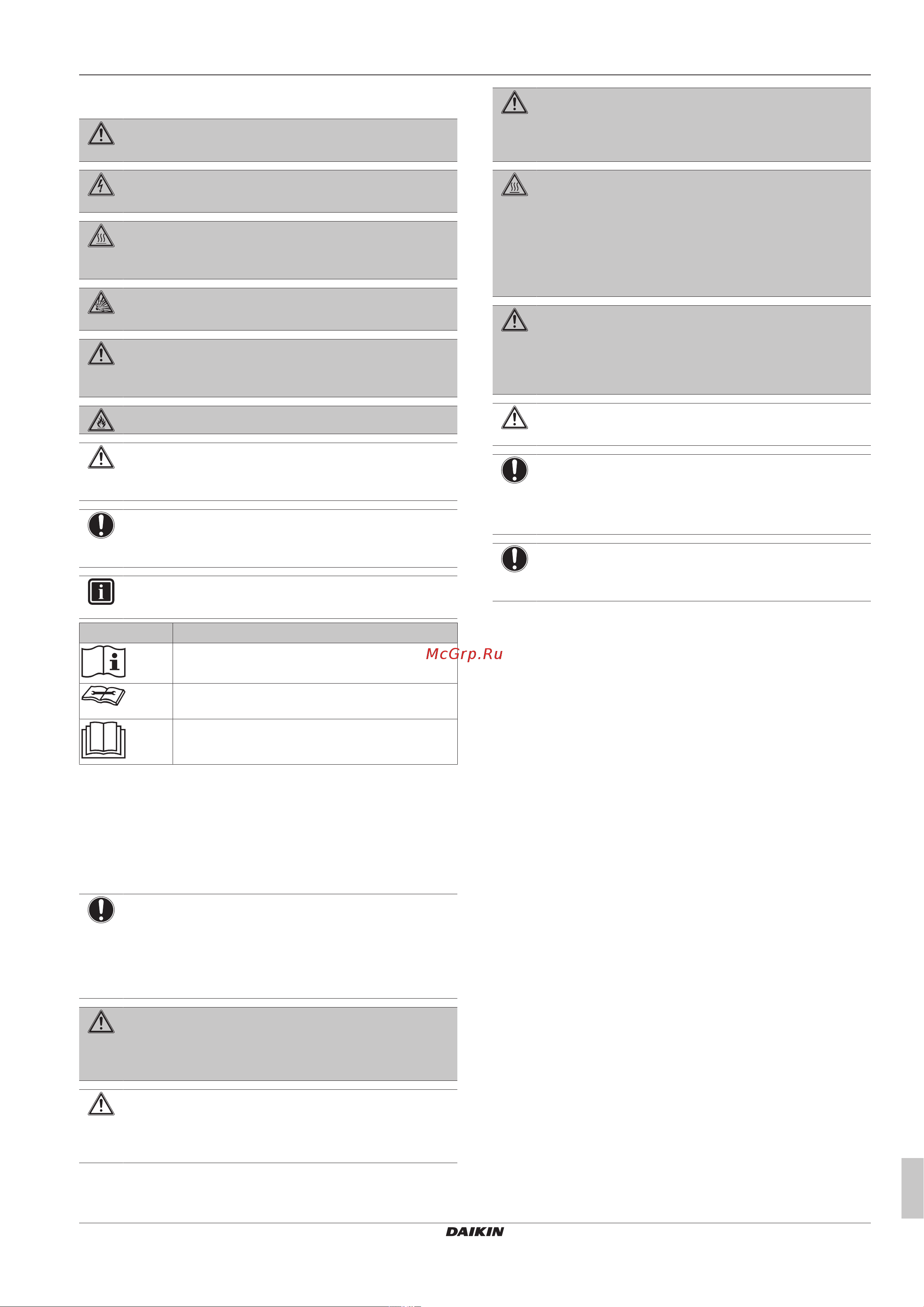 Daikin RZQG71L8Y1L [3/32] Meaning of warnings and symbols