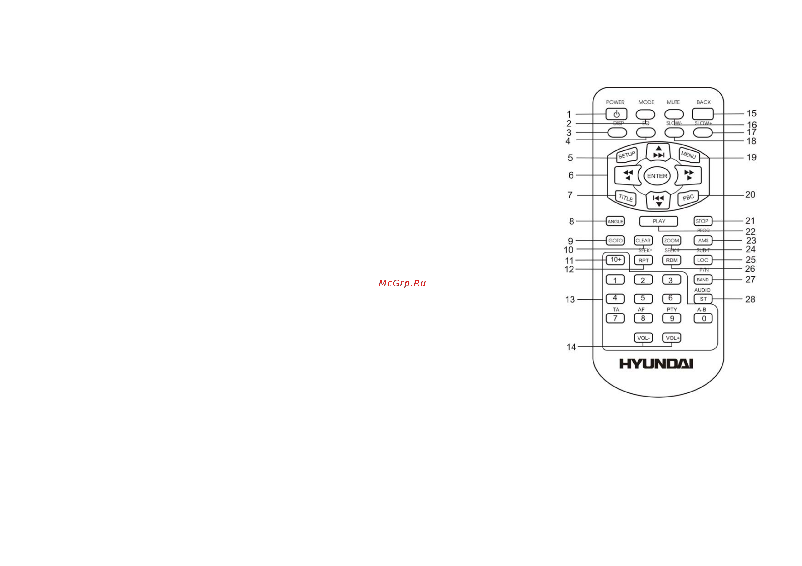 Hyundai H-CMD4008 [9/76] Remote control