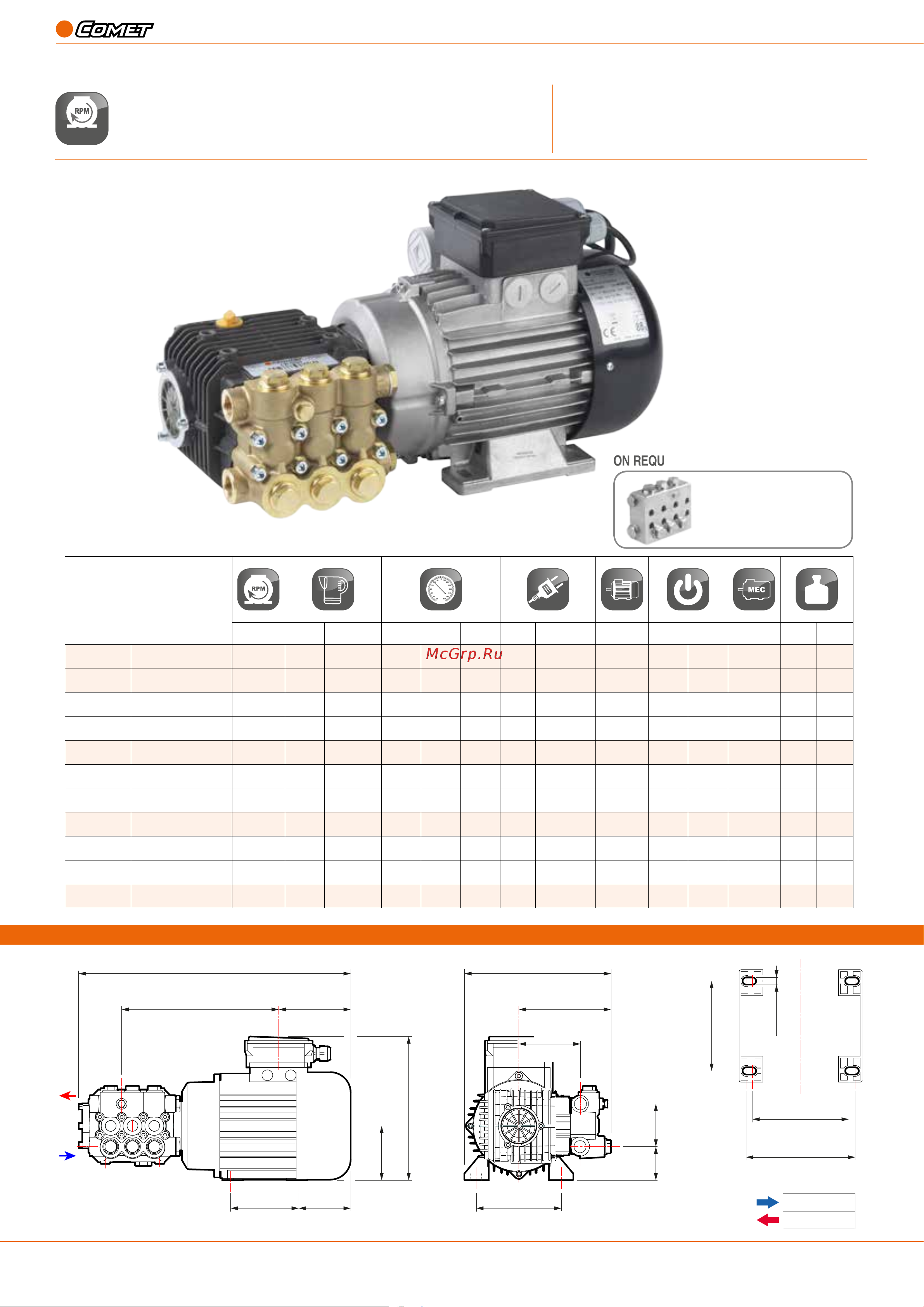Comet MTP LW 13/70 с эл. двигателем 1,7 кВт 220 В Тех. документация онлайн