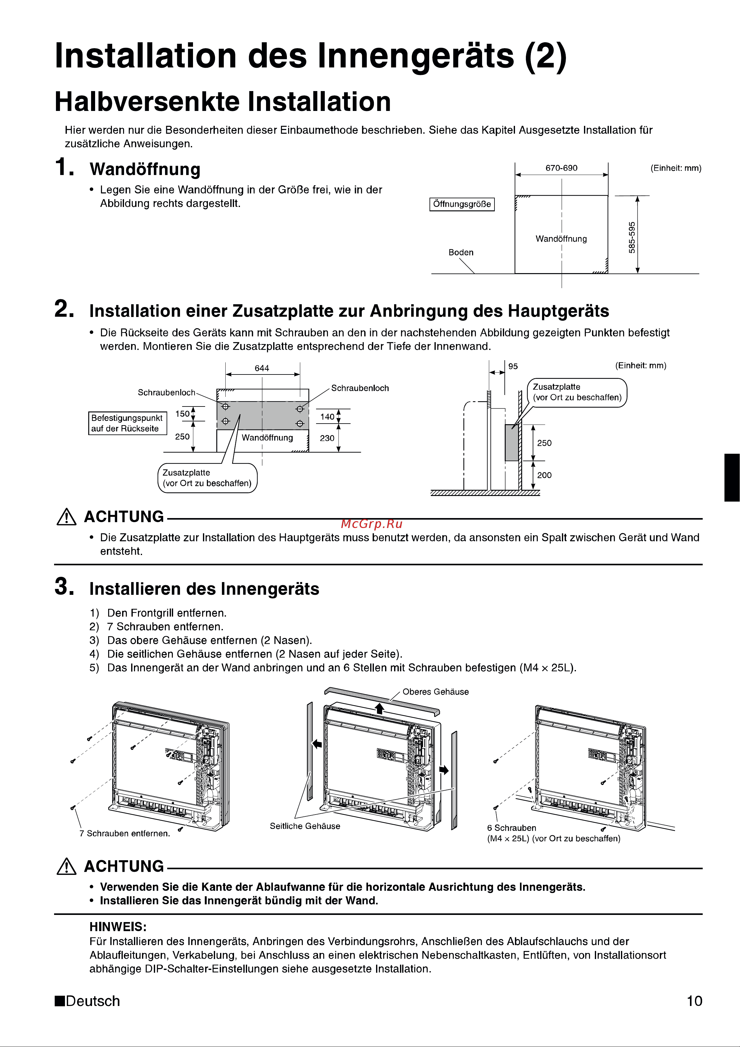 Daikin RFWXV20AVEB [12/124] Installation des innengeräts 2