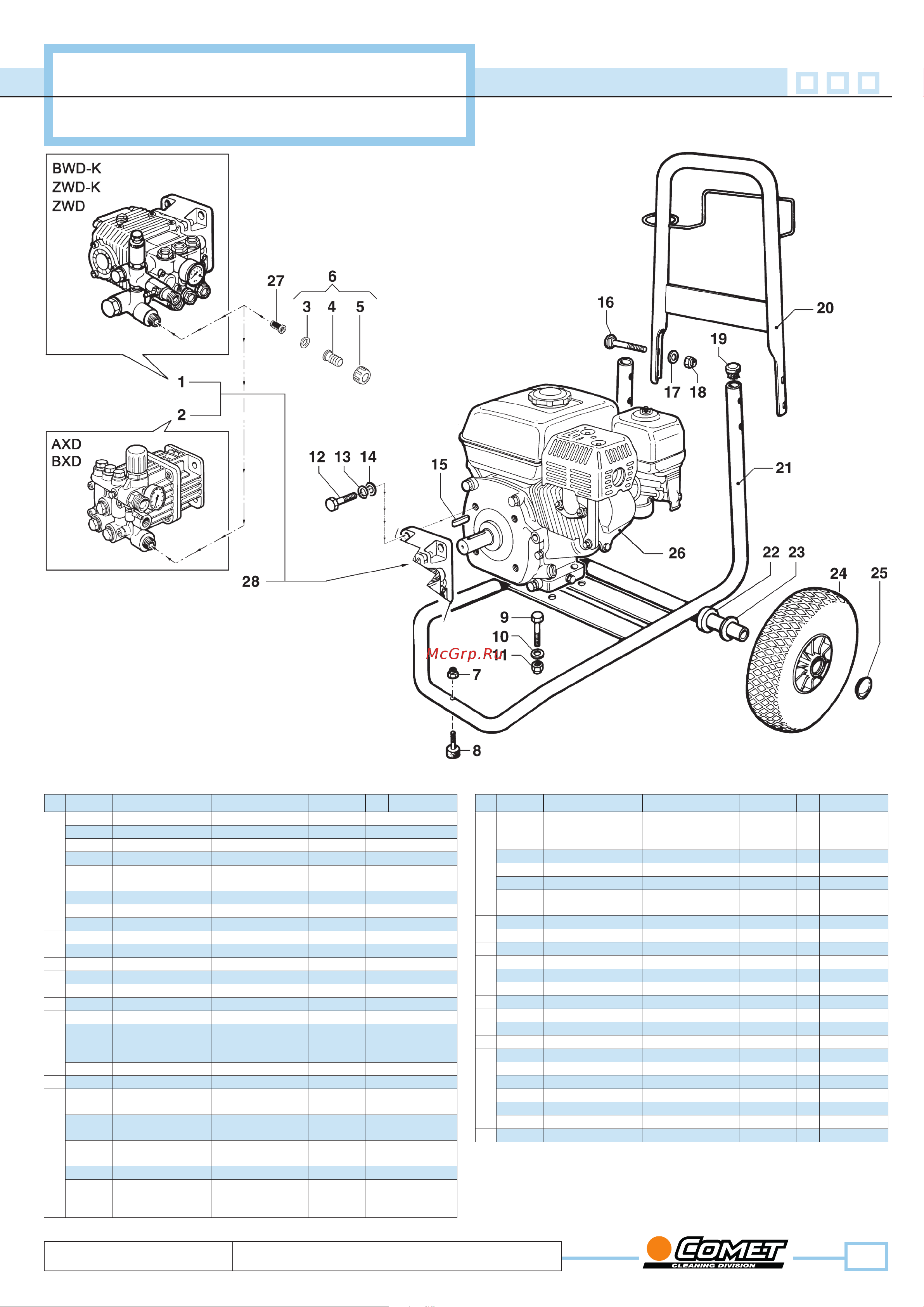 Comet FDX 2 13/150 Honda GP160 BXD Деталировка онлайн