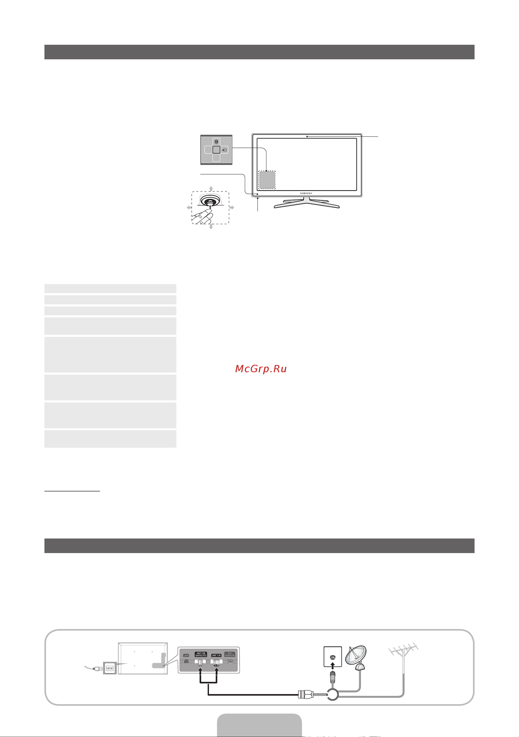 Samsung PS64E8000GS [28/93] Телевизор переходит в режим ожидания при выключении и продолжает потреблять небольшое количество электроэнергии для безопасности и снижения потребления электроэнергии не оставляйте телевизор в режиме ожидания надолго например уезжая в отпуск рекомендуется отключать кабель питания от сети