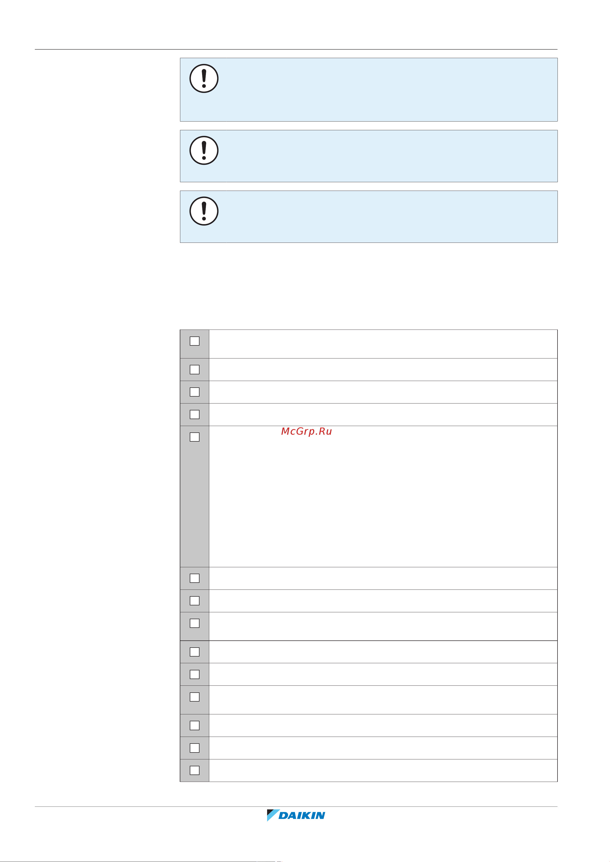 Daikin EHYHBX08AFV3 [184/252] Checklist before commissioning