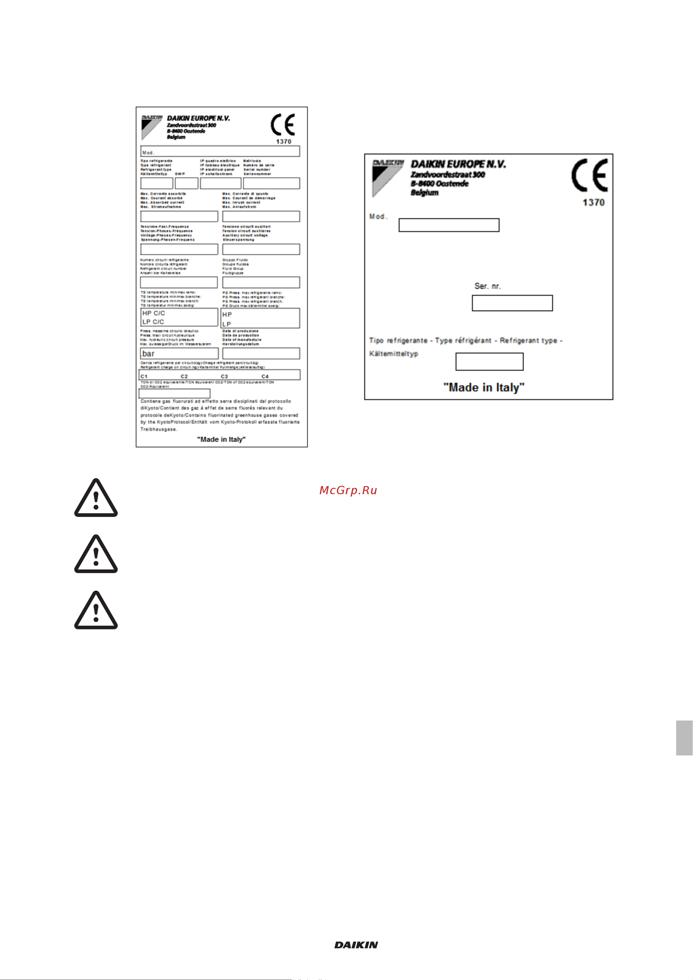 Daikin UATYA160BFC2Y1 [273/534] Etichette