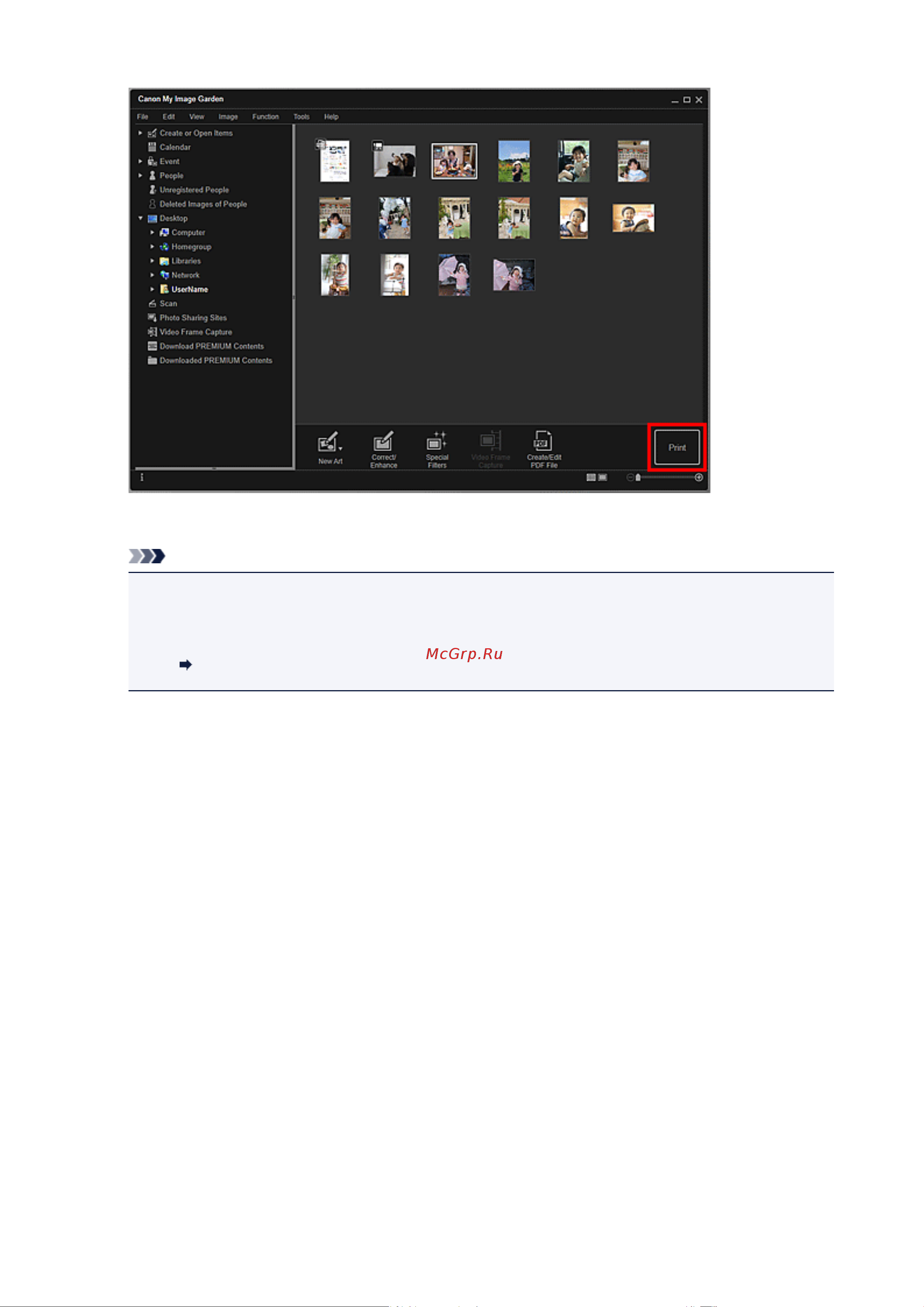 Canon My Image Garden V3.6 Win [33/71] Примечание