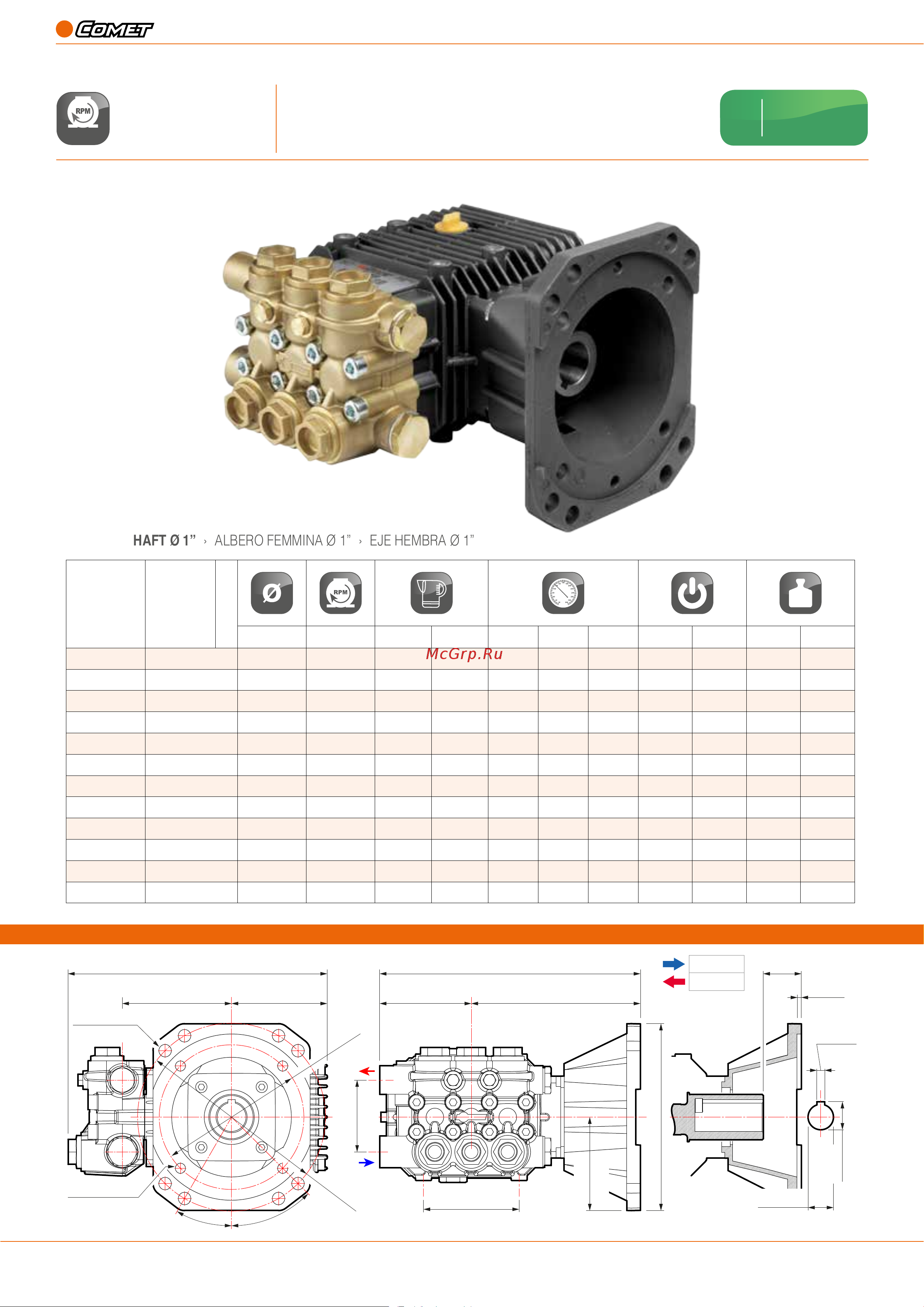 Comet ZWD 4035 G (15/240) 3400 об/мин.Ø 1”п.в. Тех. документация онлайн
