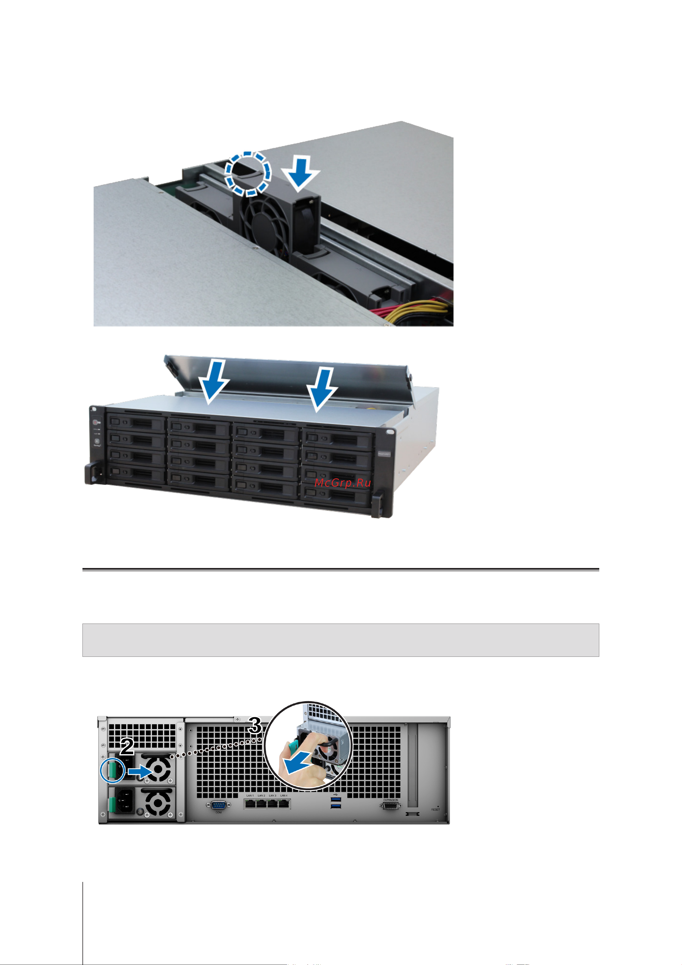 Synology RS2818RP+ [14/26] Замена неисправного источника питания
