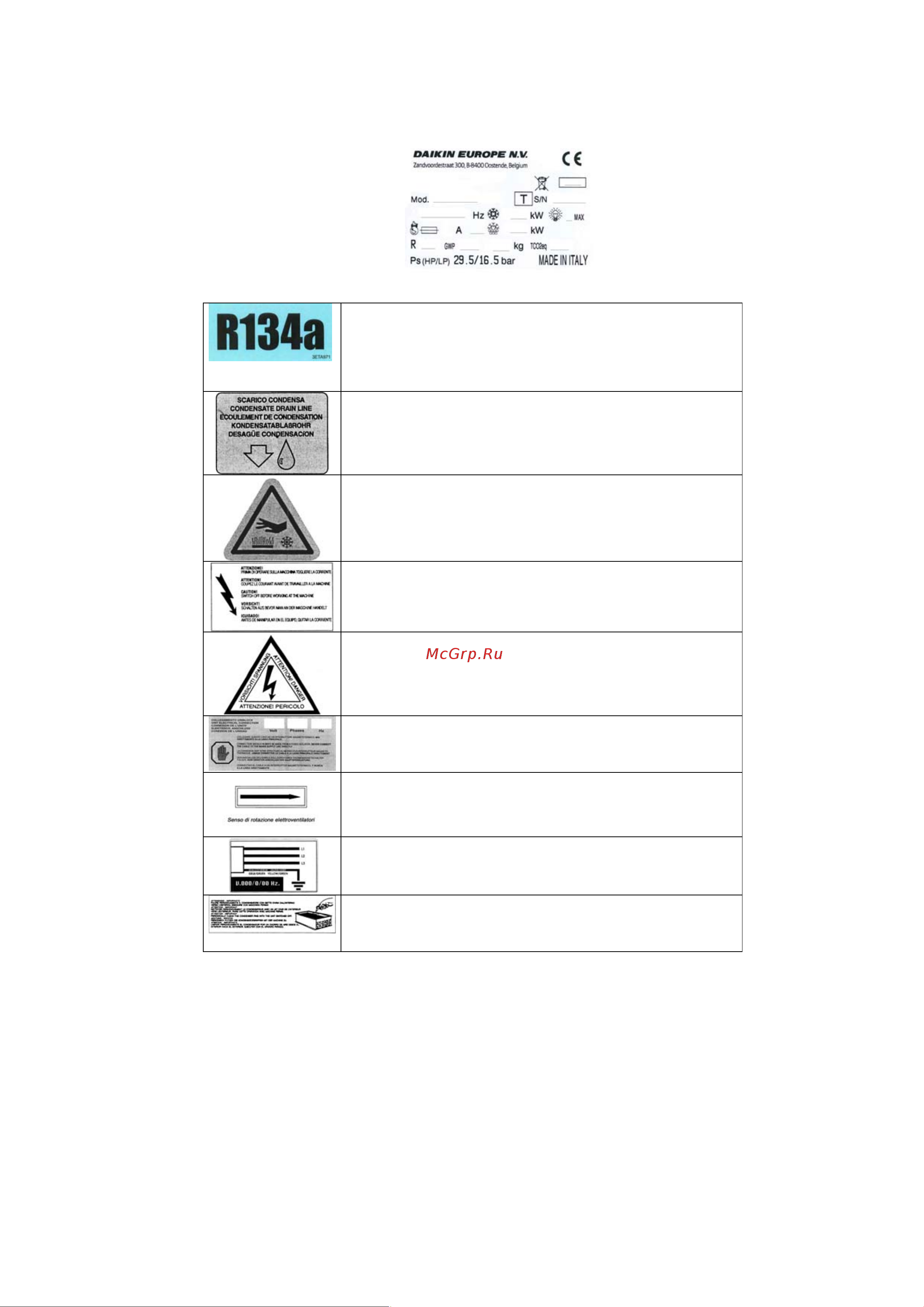 Daikin SB.LBCWHD075AV30DR Инструкция по эксплуатации онлайн [5/82] 609994