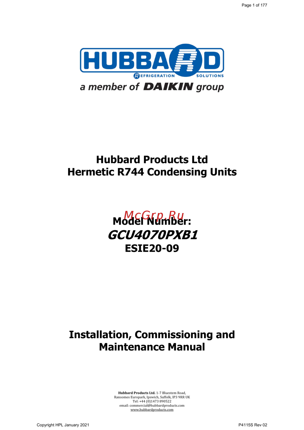 Daikin GCU2040PXB1 Инструкция по монтажу