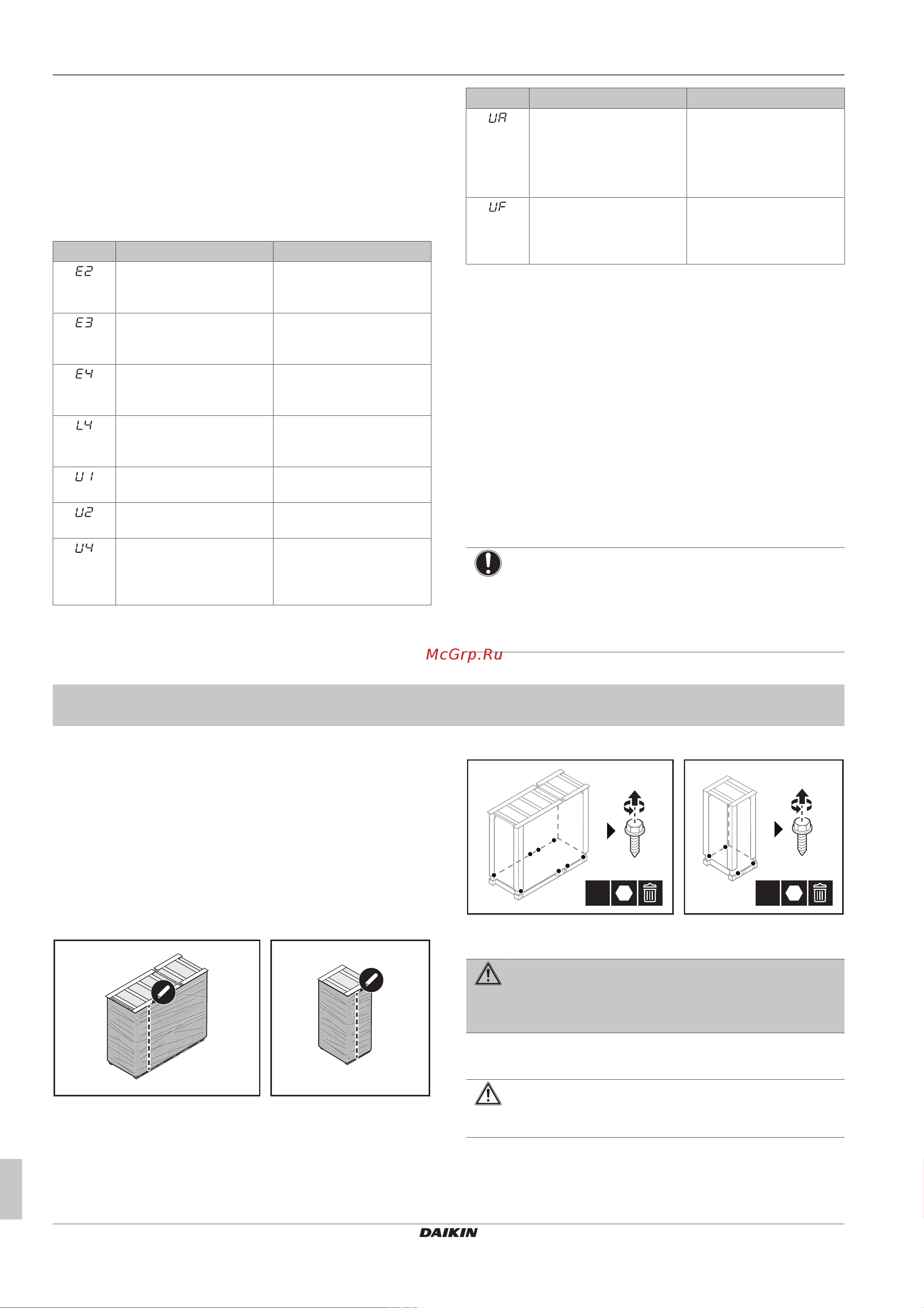 Daikin LRYEN10A7Y1 [10/44] Error codes overview