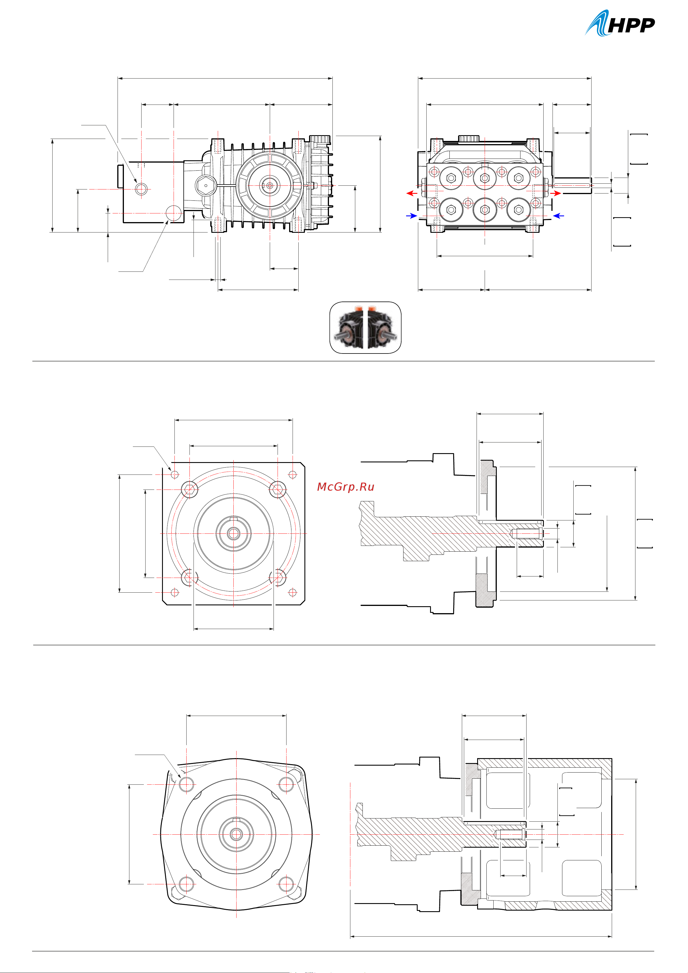 HPP CL 66/140 (1000 об/мин) [3/4] Bell housing and coupling for hydraulic motor option kit campana y junta para acoplamiento a motores hidráulicos opcional glocken und verbindungsset für kopplung mit hydraulikmoto ren sonderzubehör kit campana e giunto per accoppiamento a motori idraulici opzionale kit cloche et joint pour accouplement à des moteurs hydrauliques option