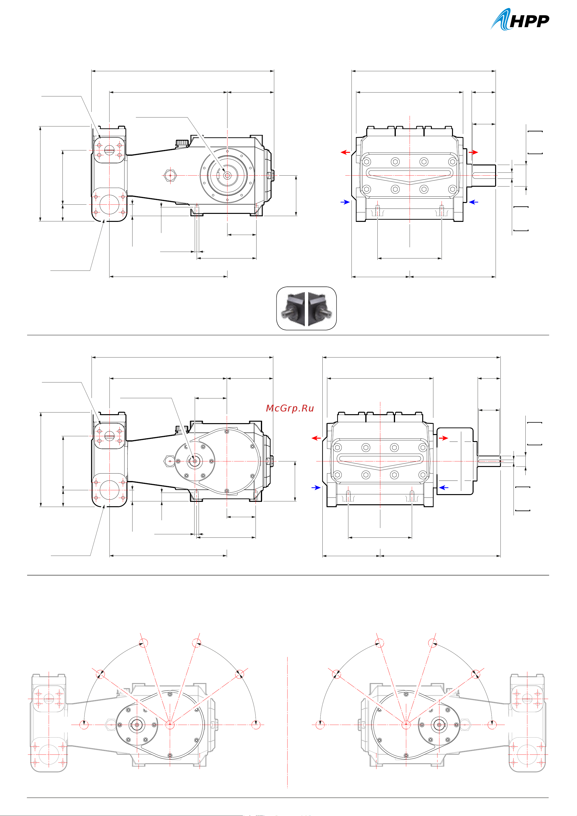HPP GLR 212/150 (1800 об/мин) [3/5] Gearbox mounting positions posiciones de montaje reductor montagepositionen untersetzungsgetriebe posizioni di montaggio riduttore positions de montage réducteur