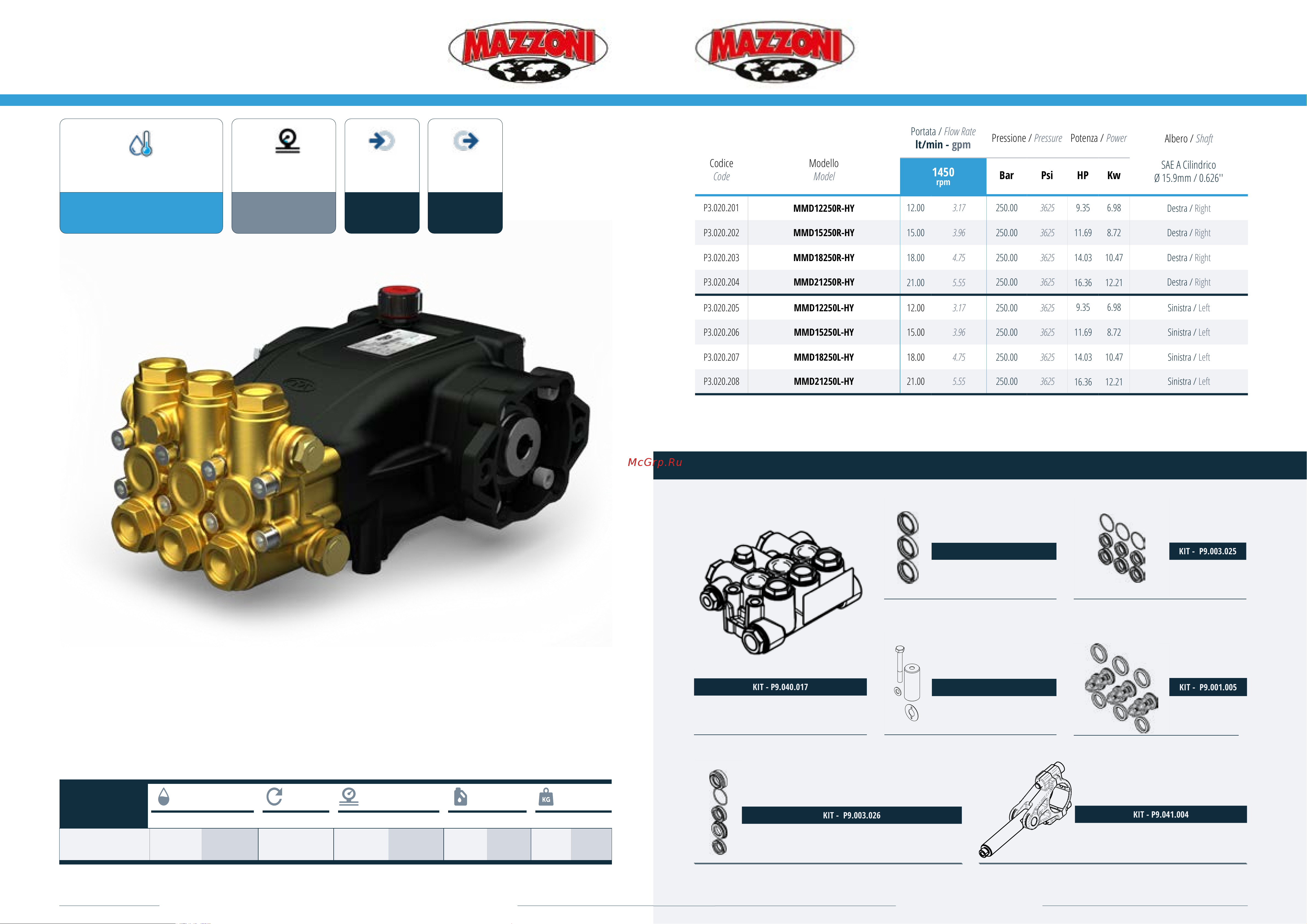 Mazzoni MMD12250R-HY Спецификации онлайн