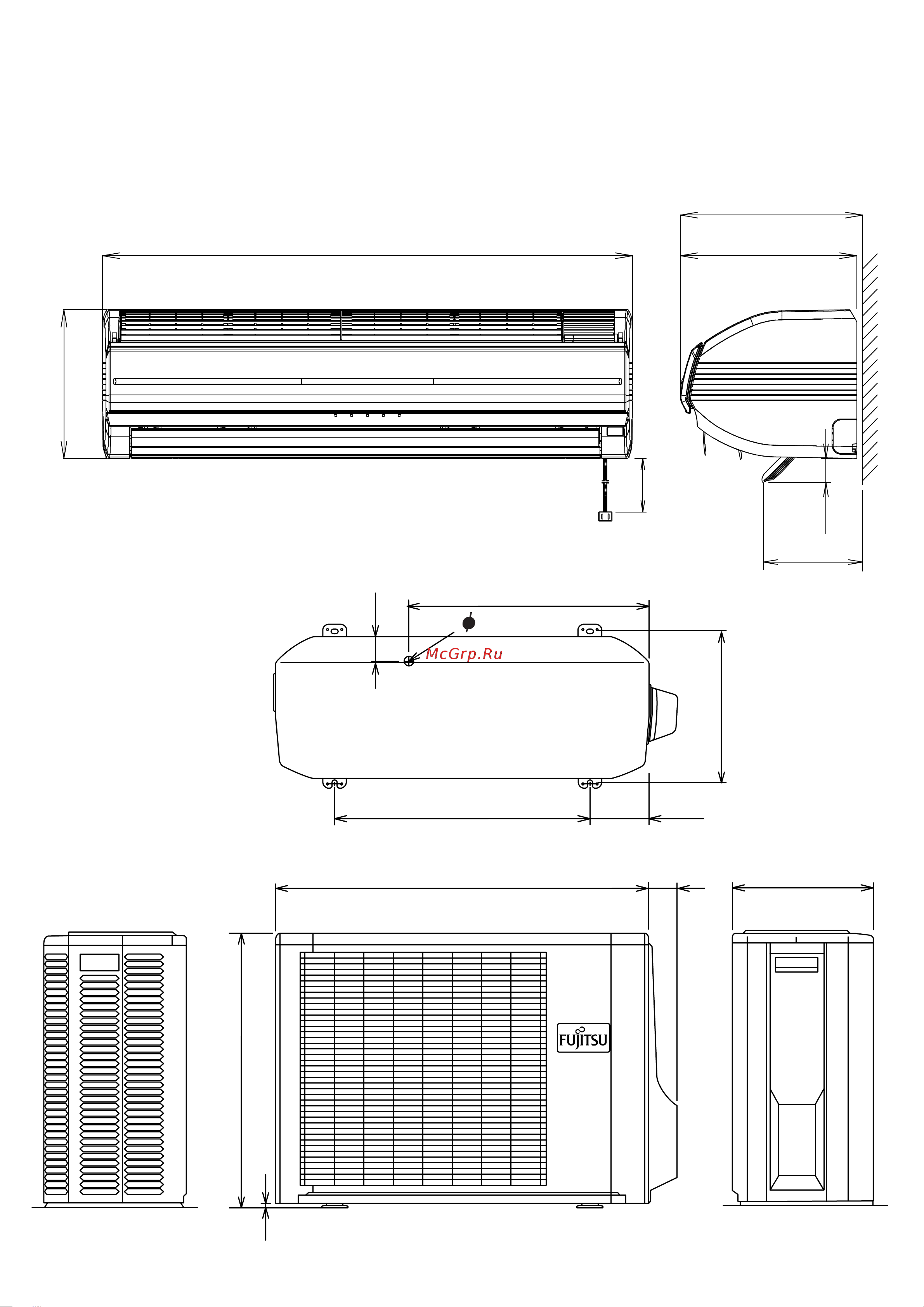 General-Fujitsu AOYZ18LBL [3/19] Dimensions