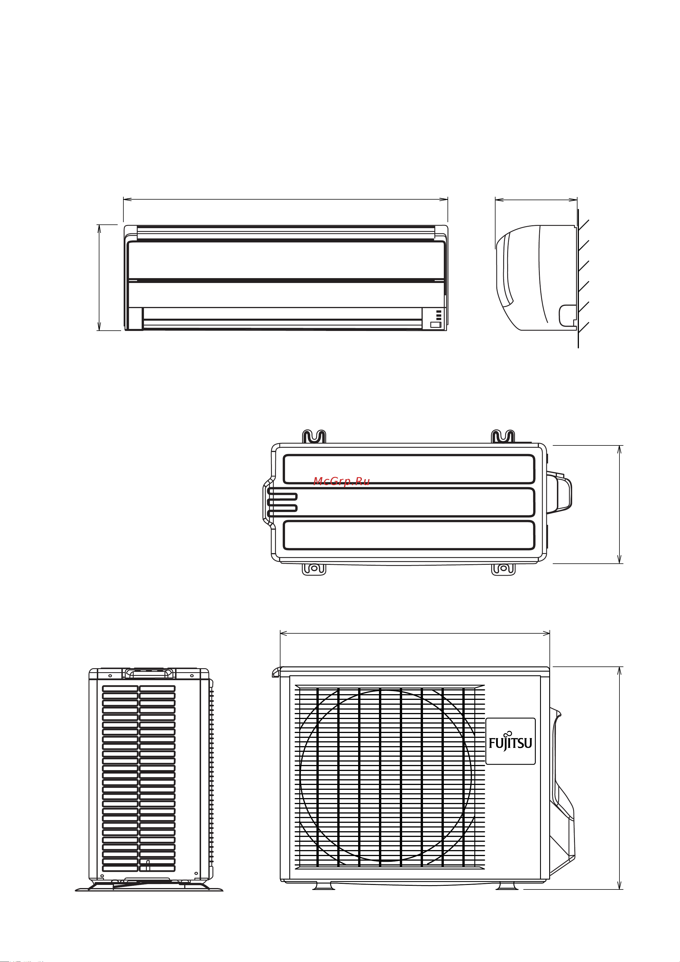 General-Fujitsu ASHA12LGC [3/21] Dimensions