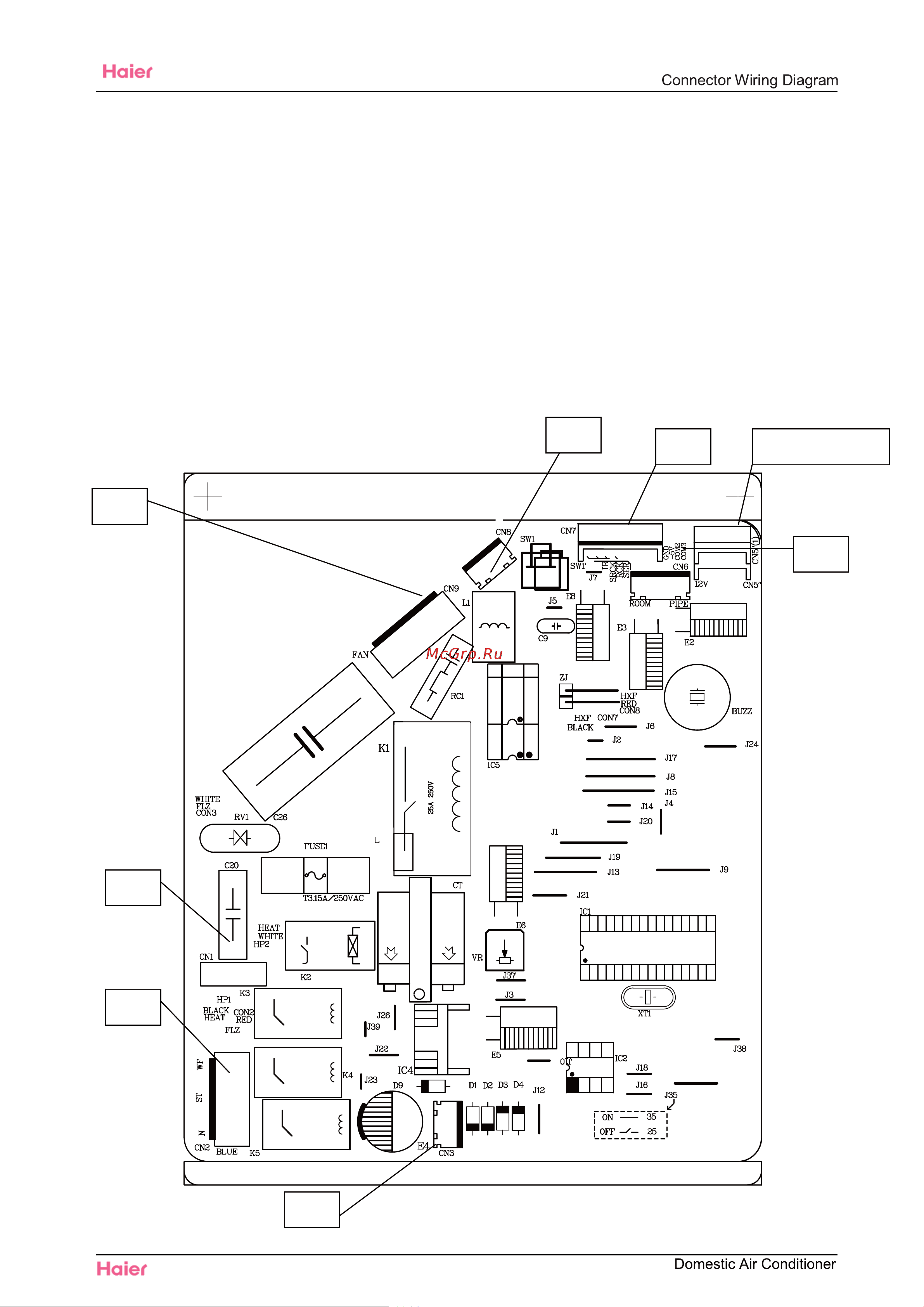 Haier HSU-18HEK03 [11/81] Printed circuit board connector wiring diagram