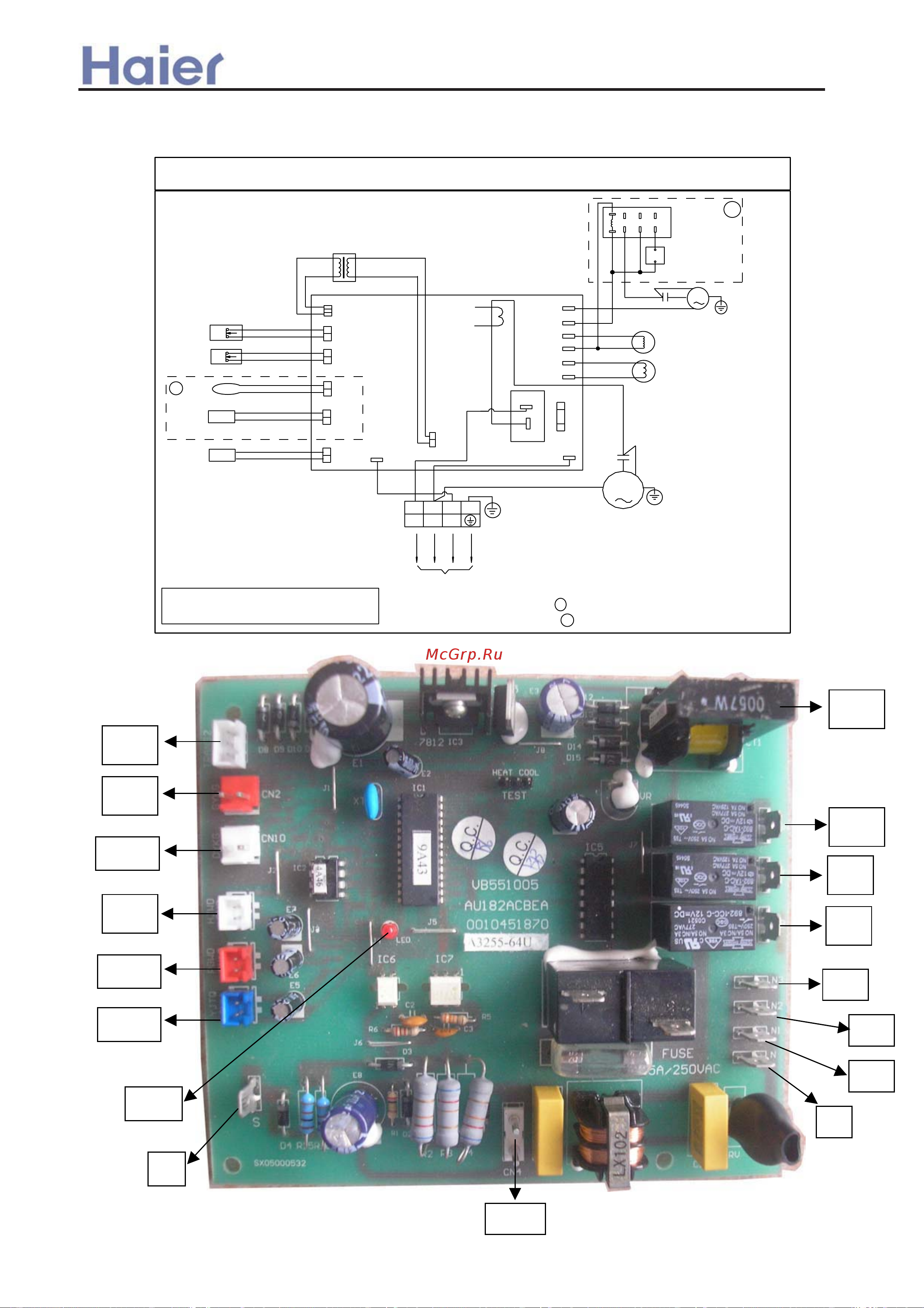 Haier AC282AFEAA [288/408] Electrical wiring diagram and pcb photo