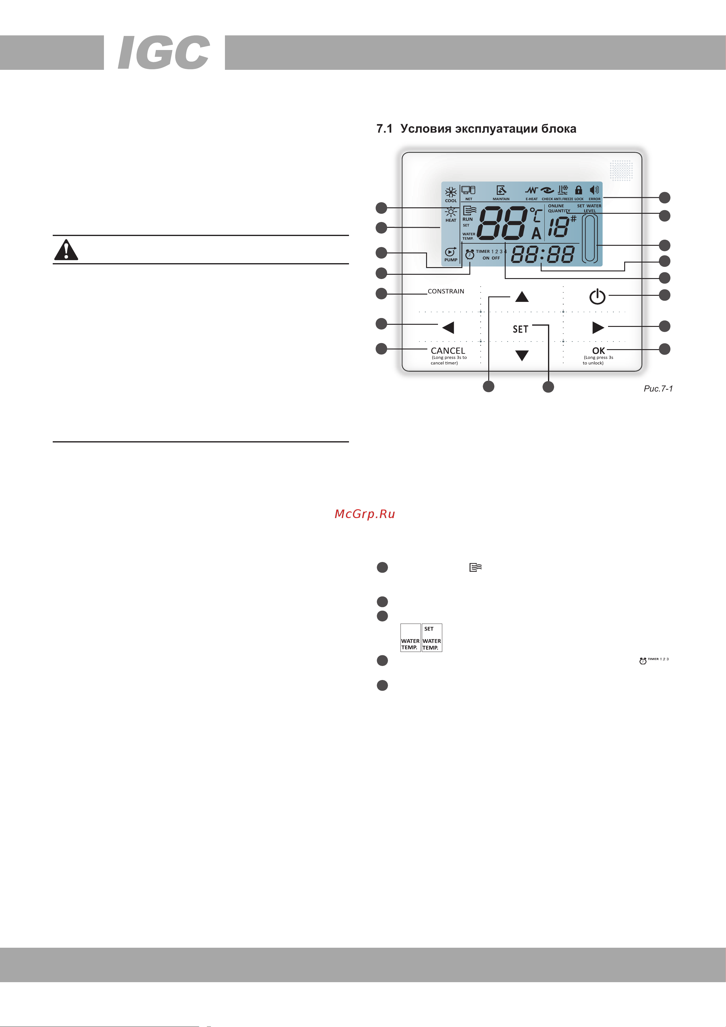 IGC IMCL-D30A/NB [20/32] Эксплуатация
