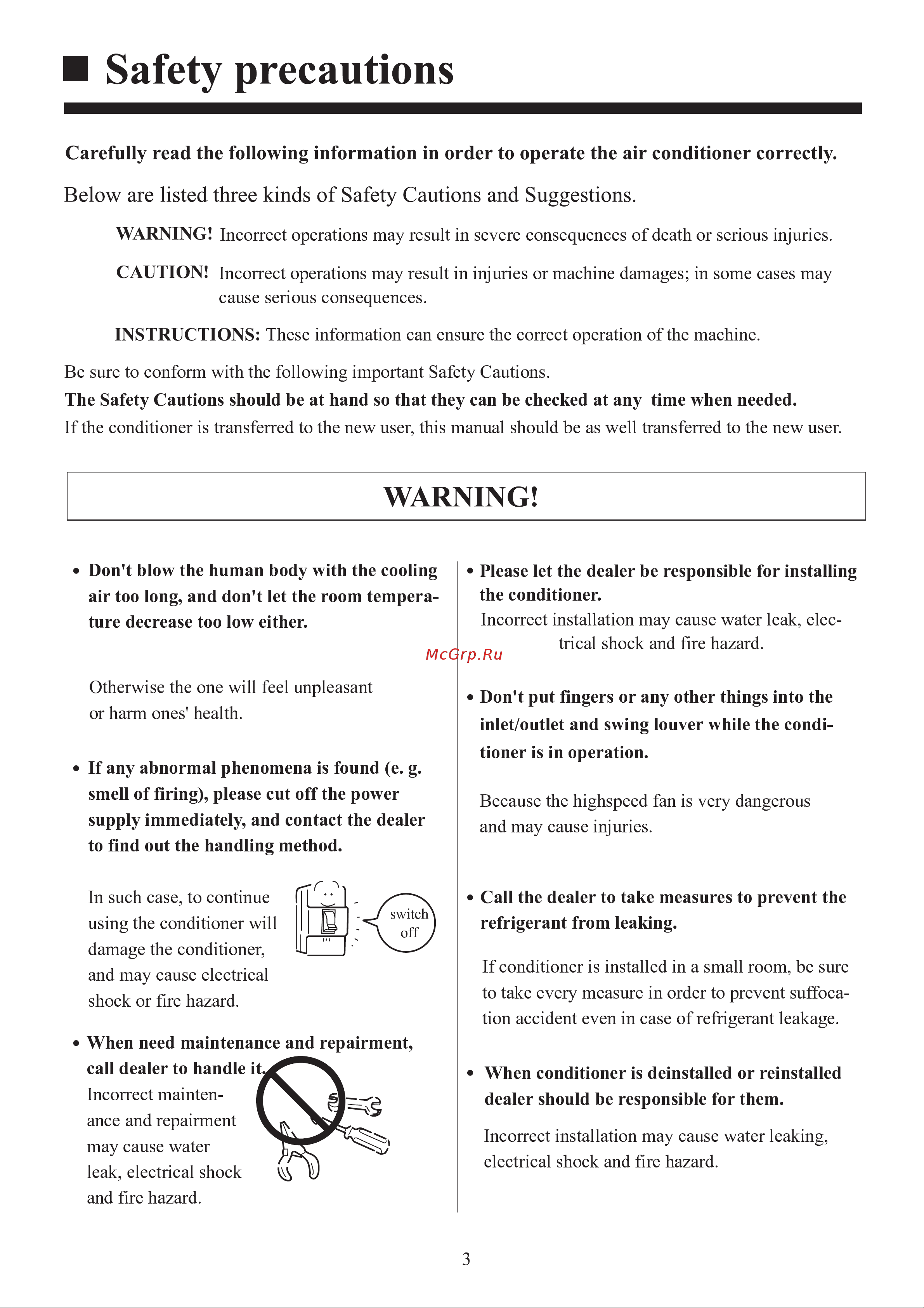 Haier AS182XVERA [5/34] Safety precautions