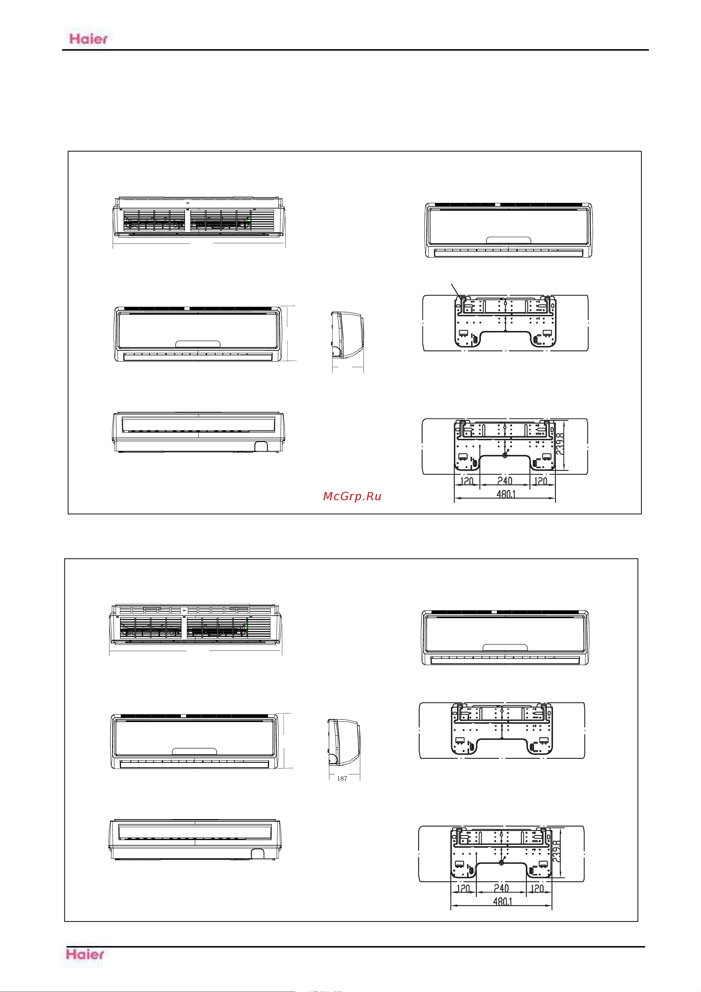 Haier HSU-09HEA03/(BP) [9/38] Dimensional drawings