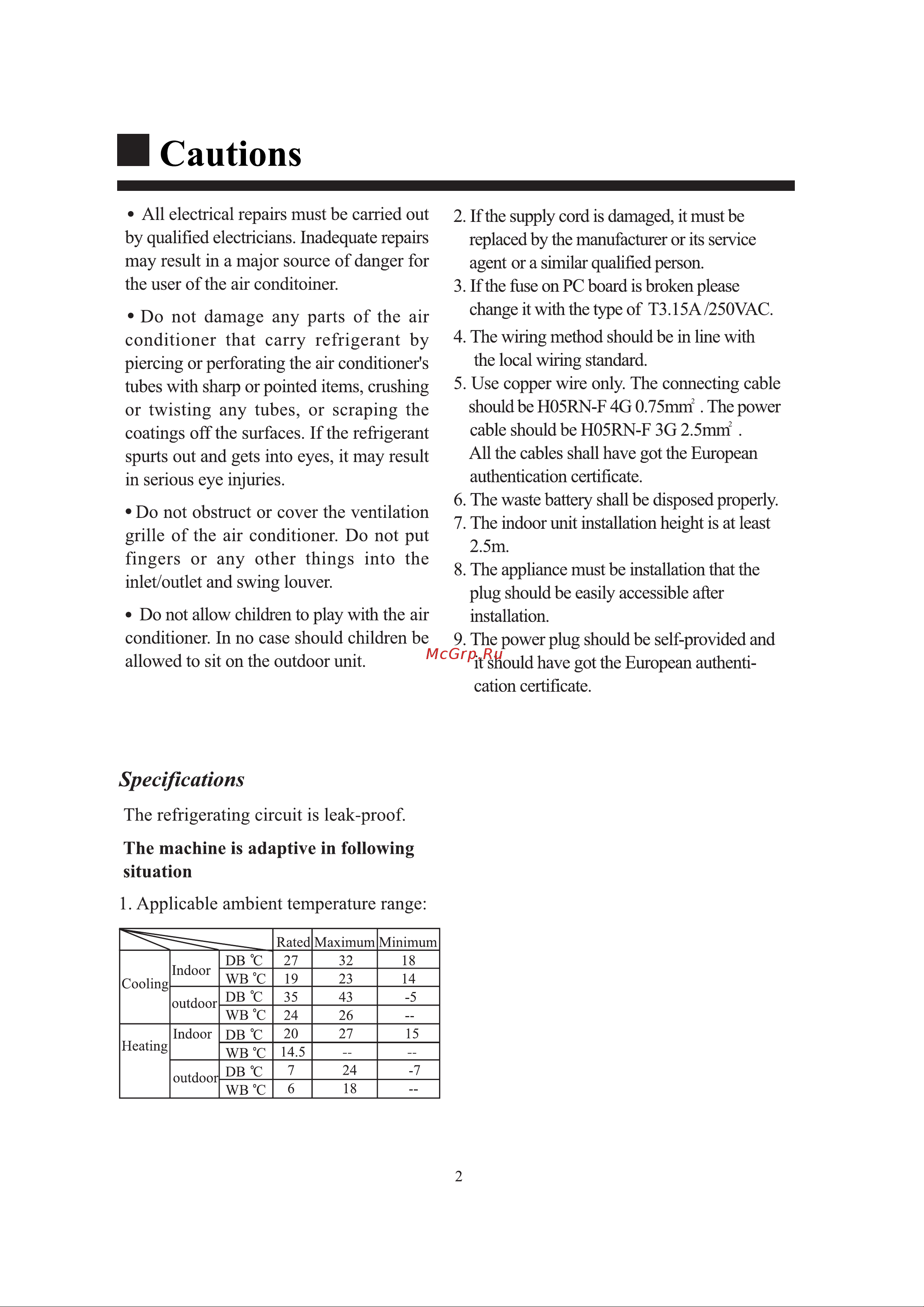 Haier AB092ACERA [4/27] I cautions
