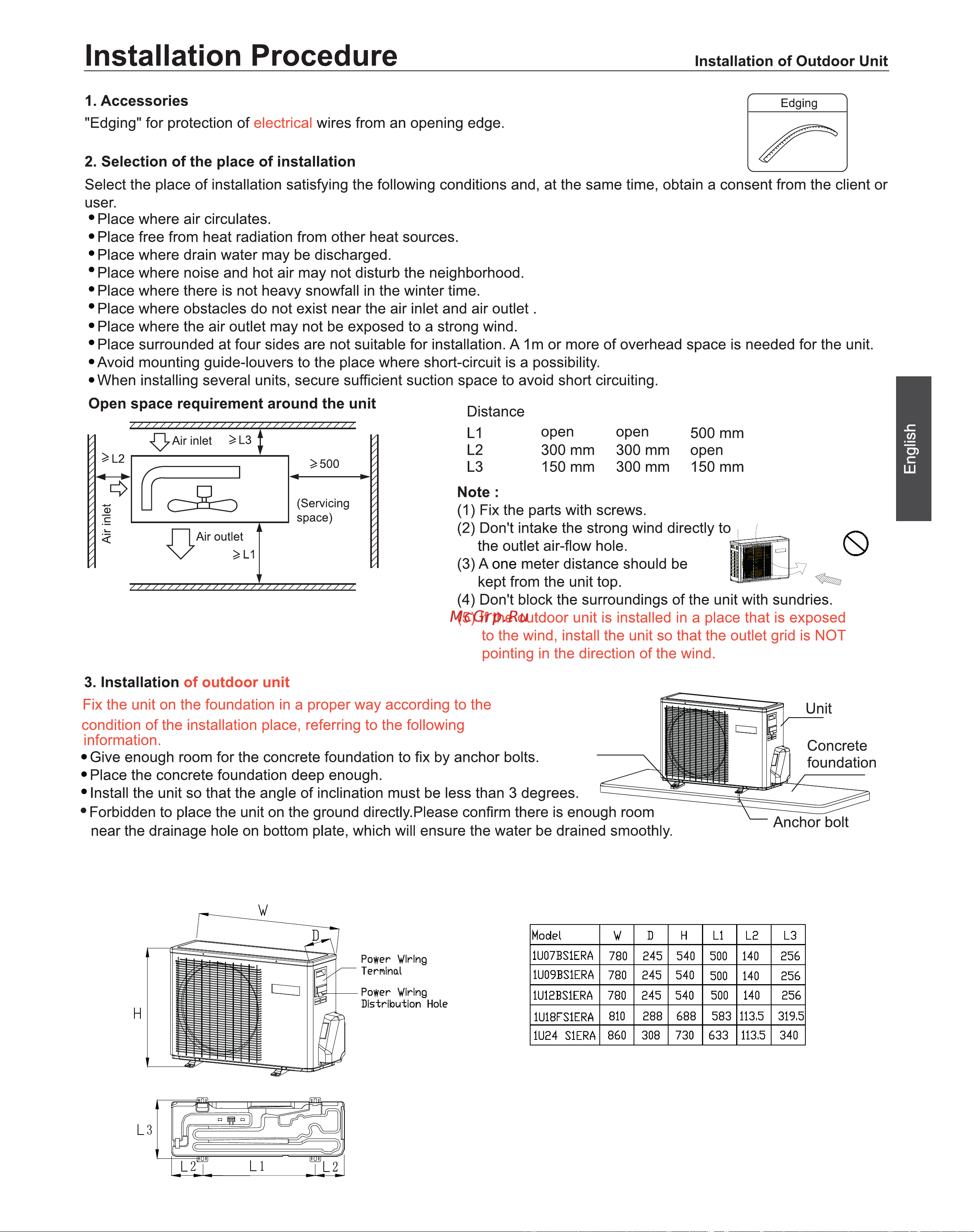 Haier 1U24GS1ERA [11/64] Installation dimension unit mm