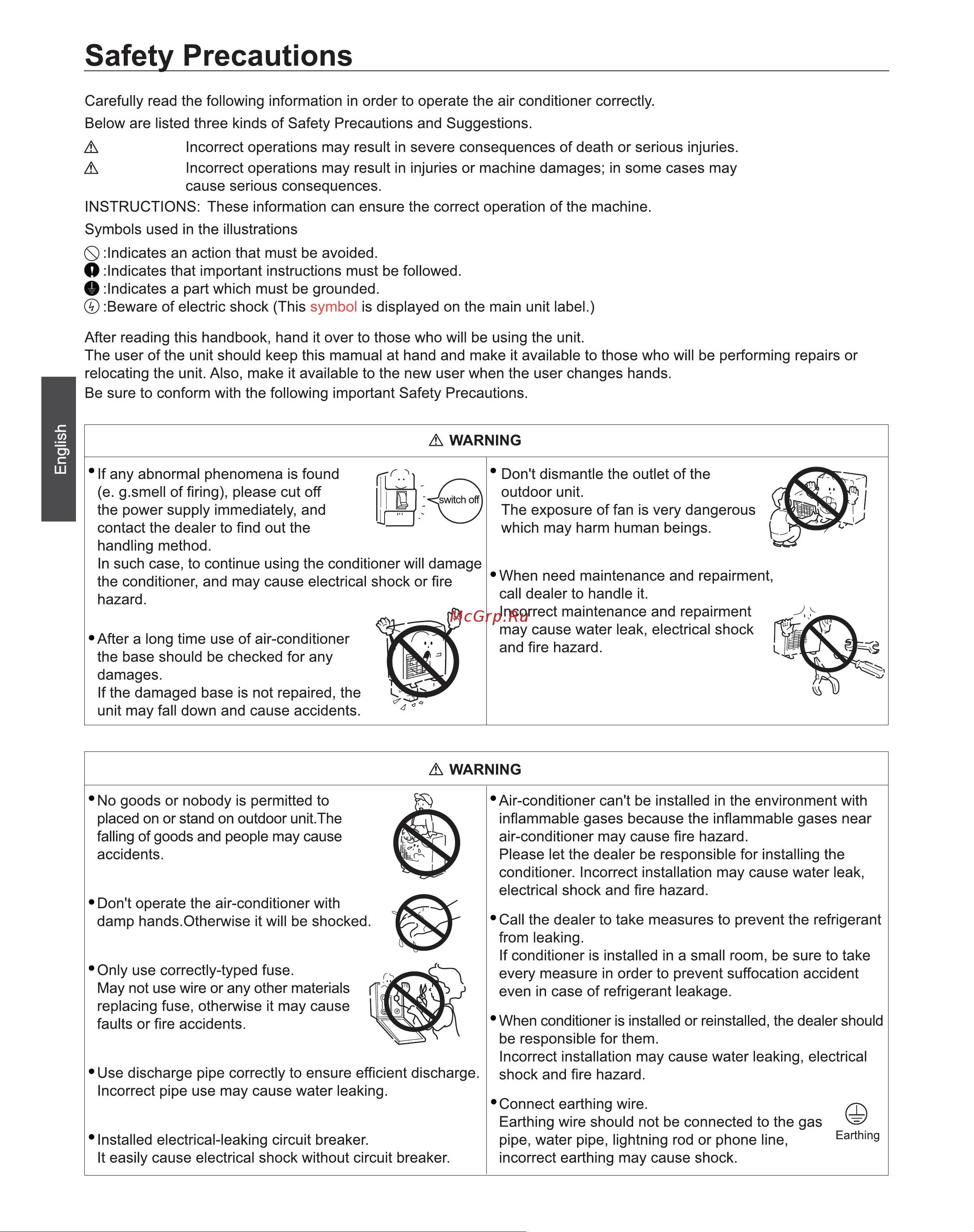 Haier 1U18FS1ERA [4/64] Warning caution