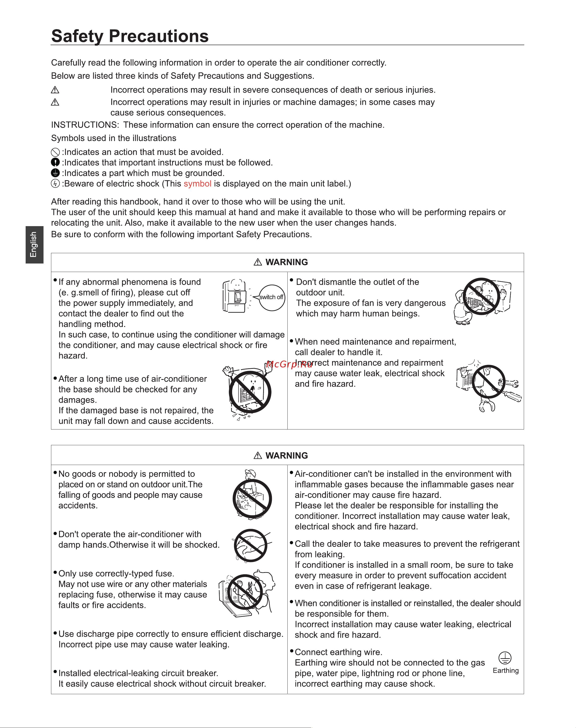 Haier 1U18FS2ERA(S) [4/16] Warning caution