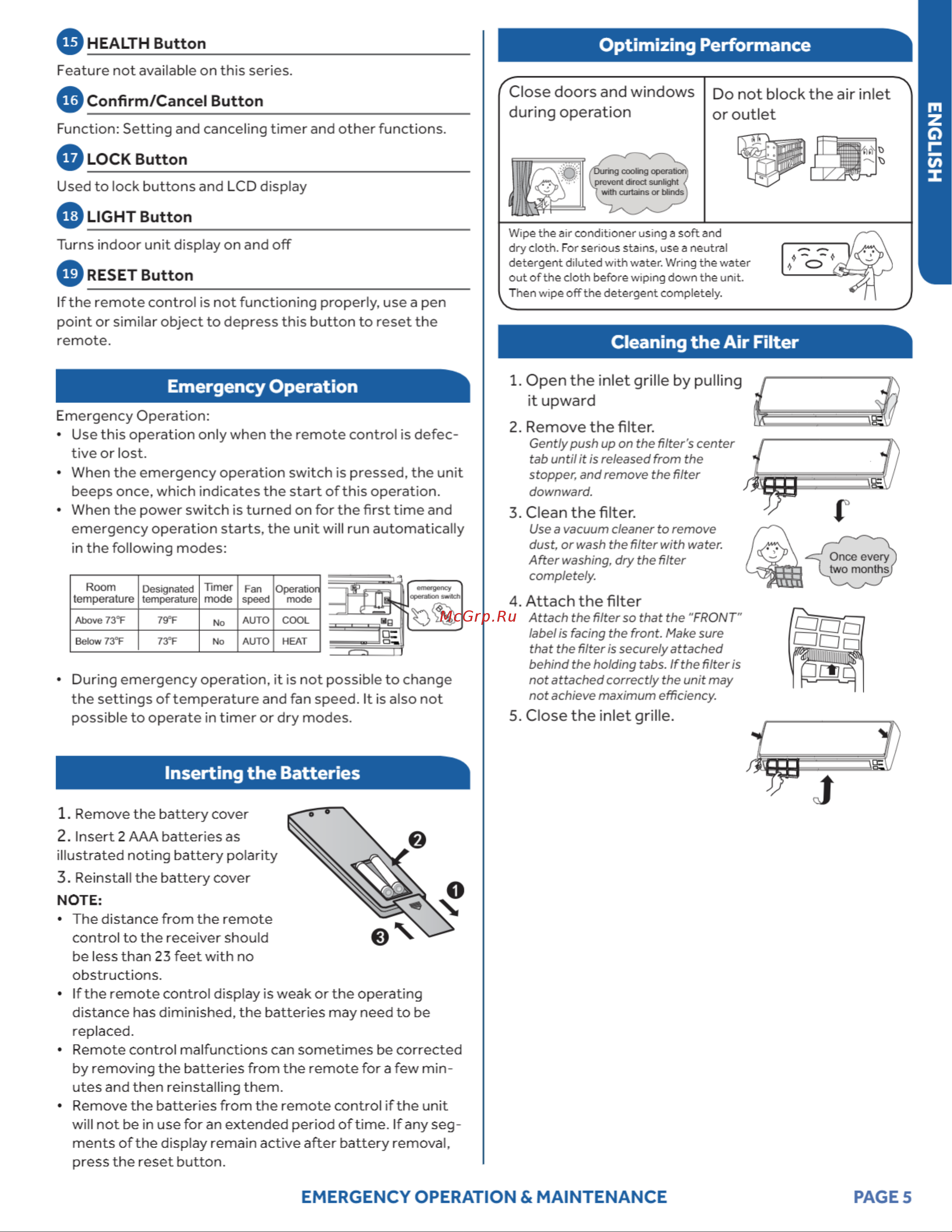 Haier AW12ES2VHA [5/8] Cleaning the air filter