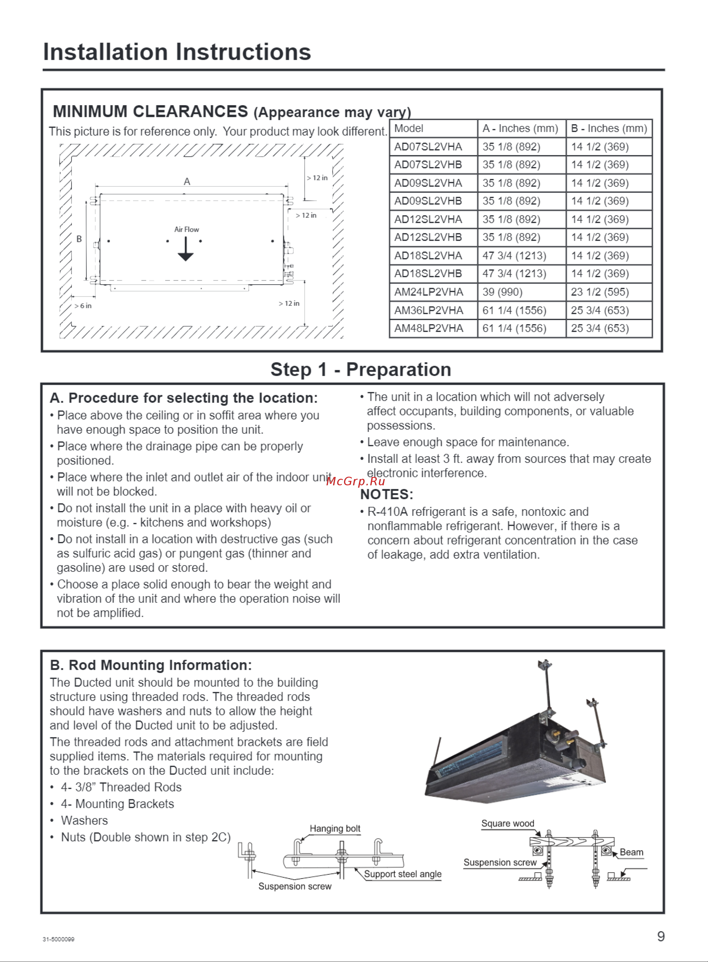 Haier AD07SL2VHA [9/38] Installation instructions