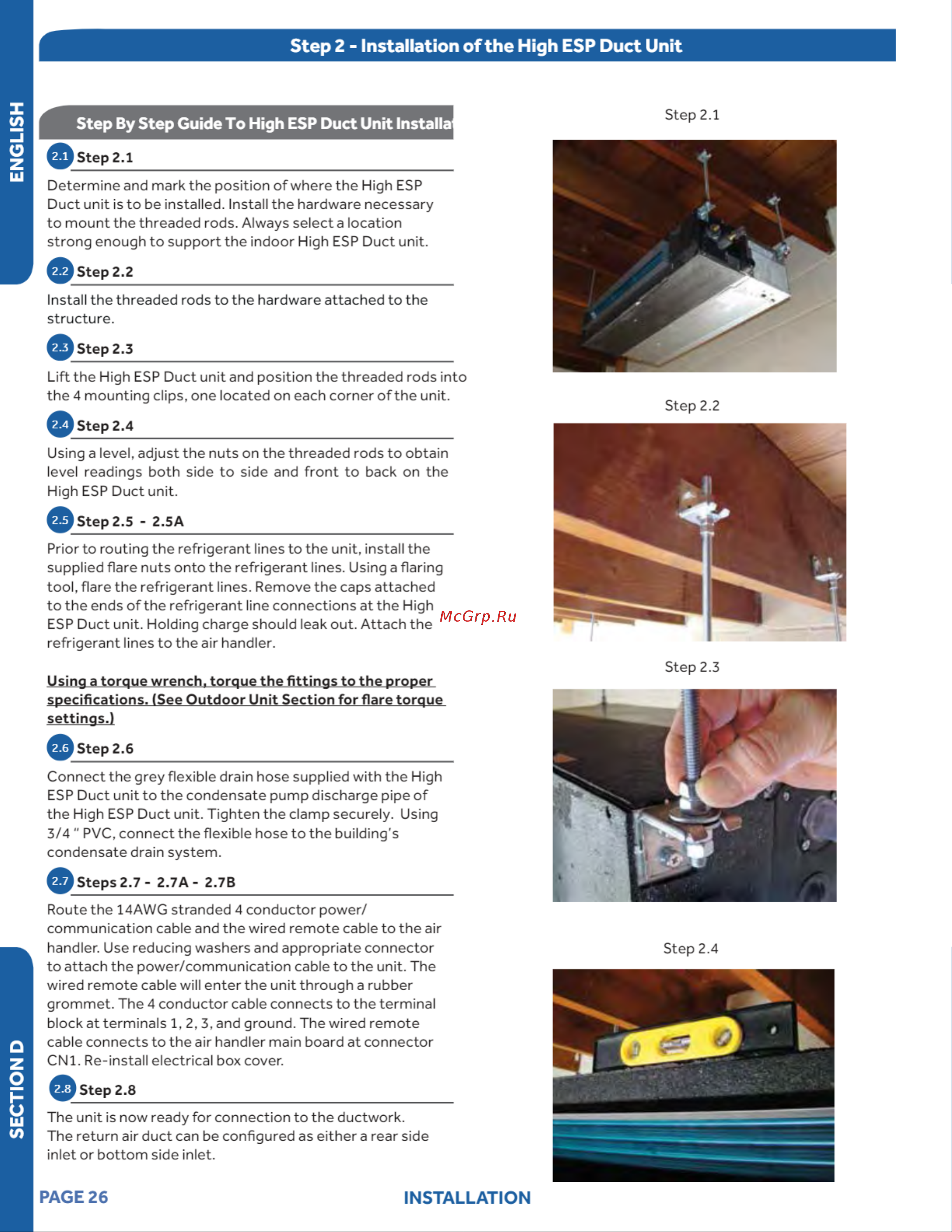 Haier 1U36LP2VHA [26/42] Step 2 installation of the high esp duct unit