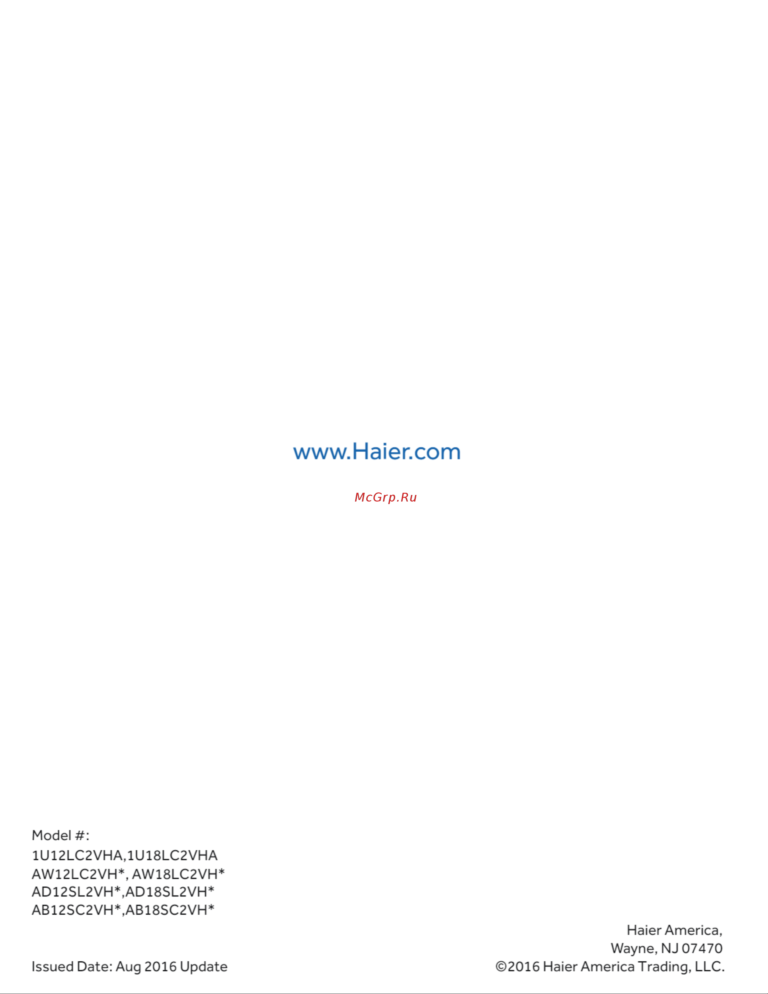 Haier 1U18LC2VHA [42/42] Www haier com