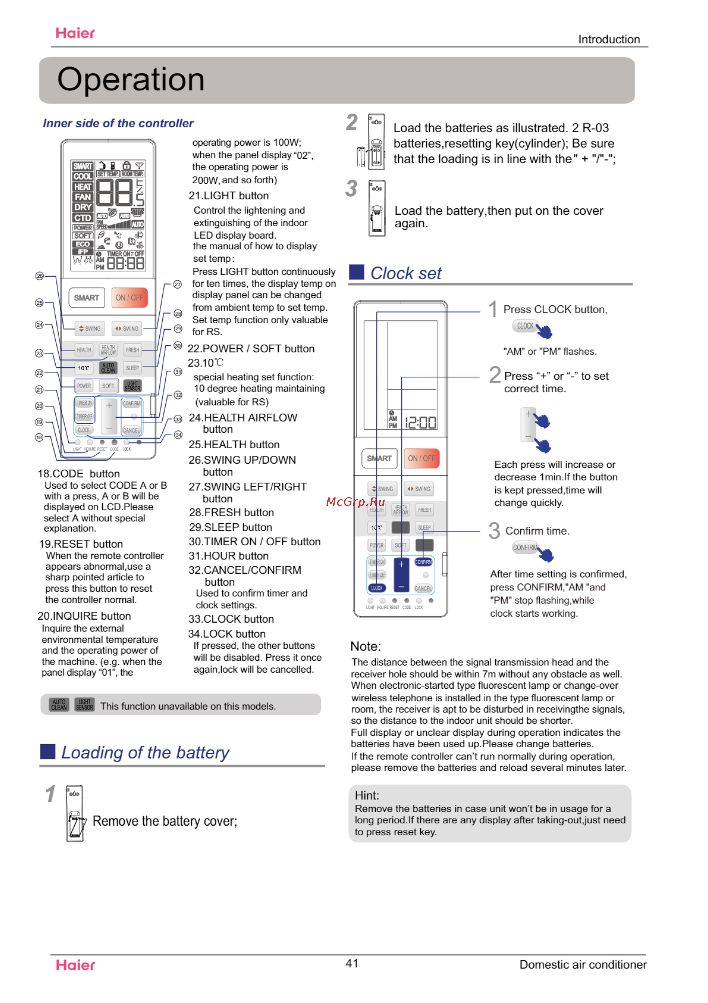 Haier 1U09EH1ERA [44/109] Operation